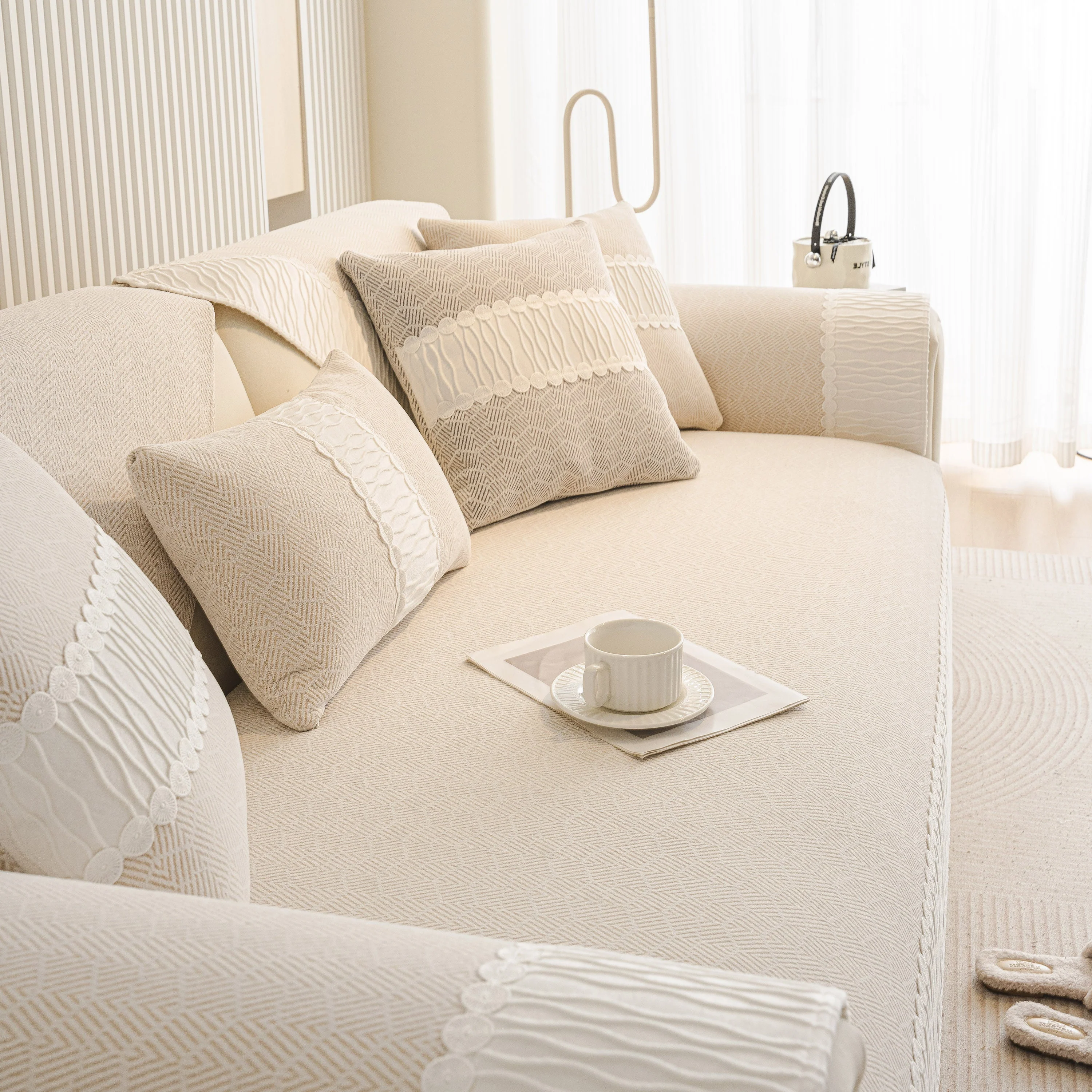 Herringbone Sofa Protector Cover, Non-Slip Couch Cover for Seat, Back & Arms - Image 5
