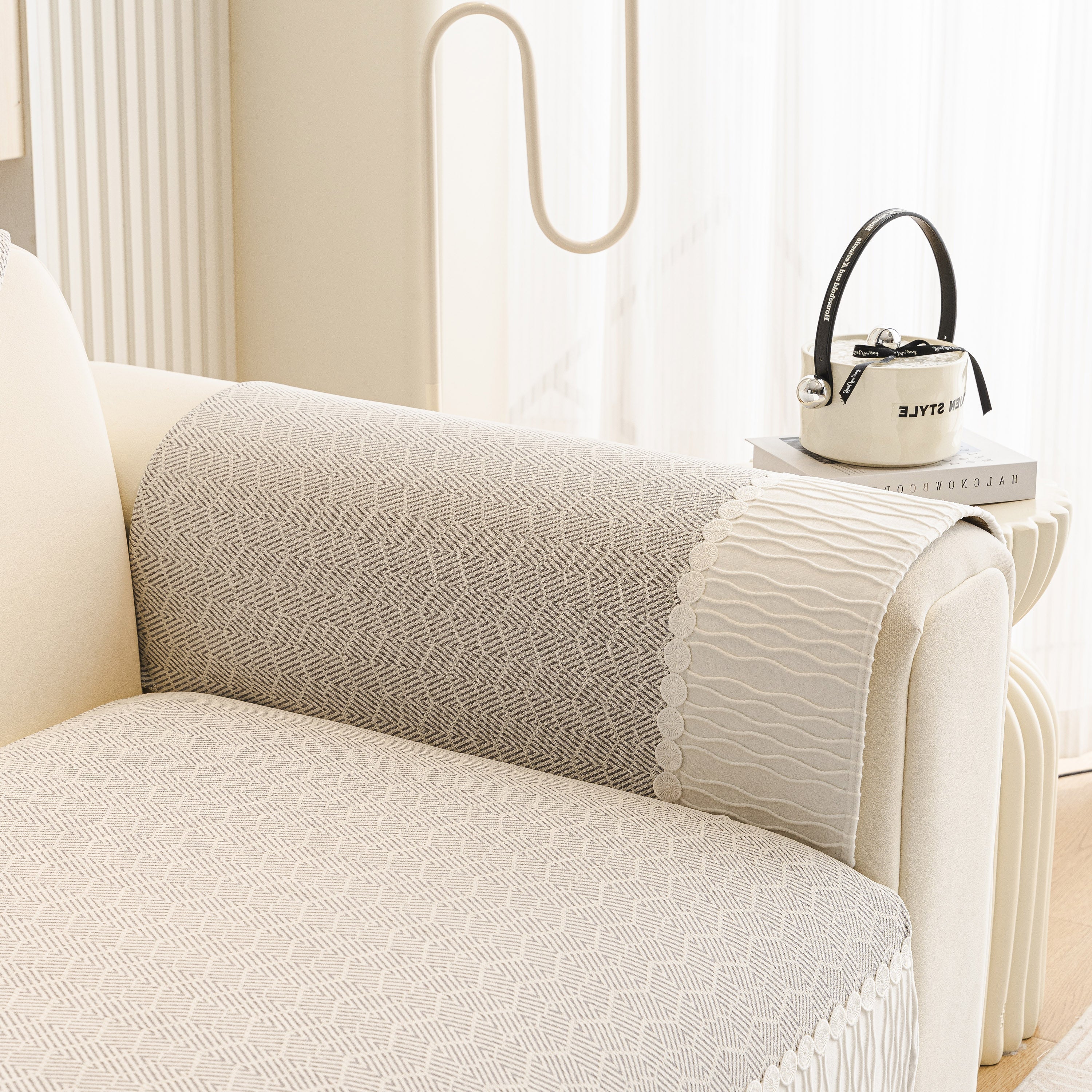 Herringbone Sofa Protector Cover, Non-Slip Couch Cover for Seat, Back & Arms - Image 52