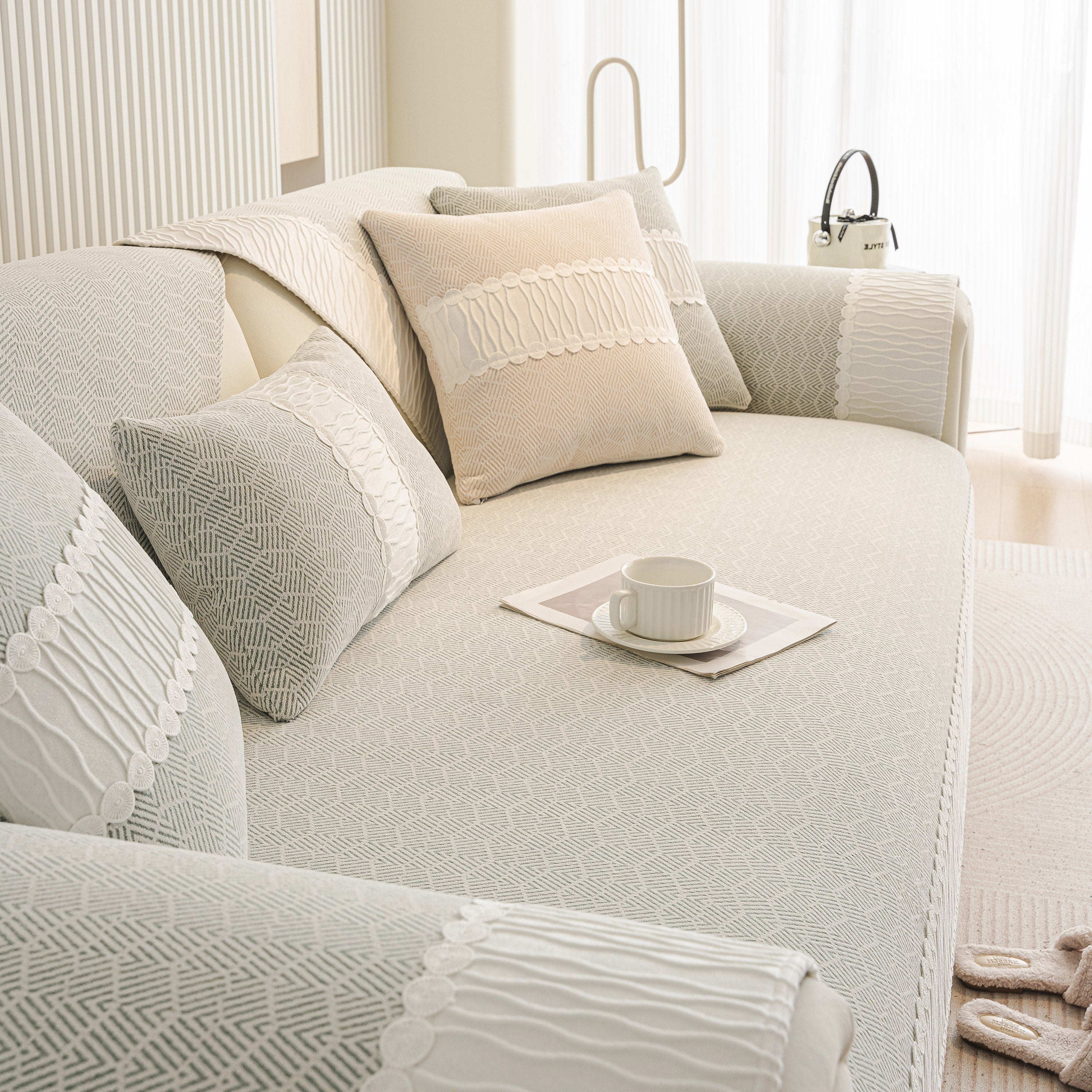 Herringbone Sofa Protector Cover, Non-Slip Couch Cover for Seat, Back & Arms - Image 54