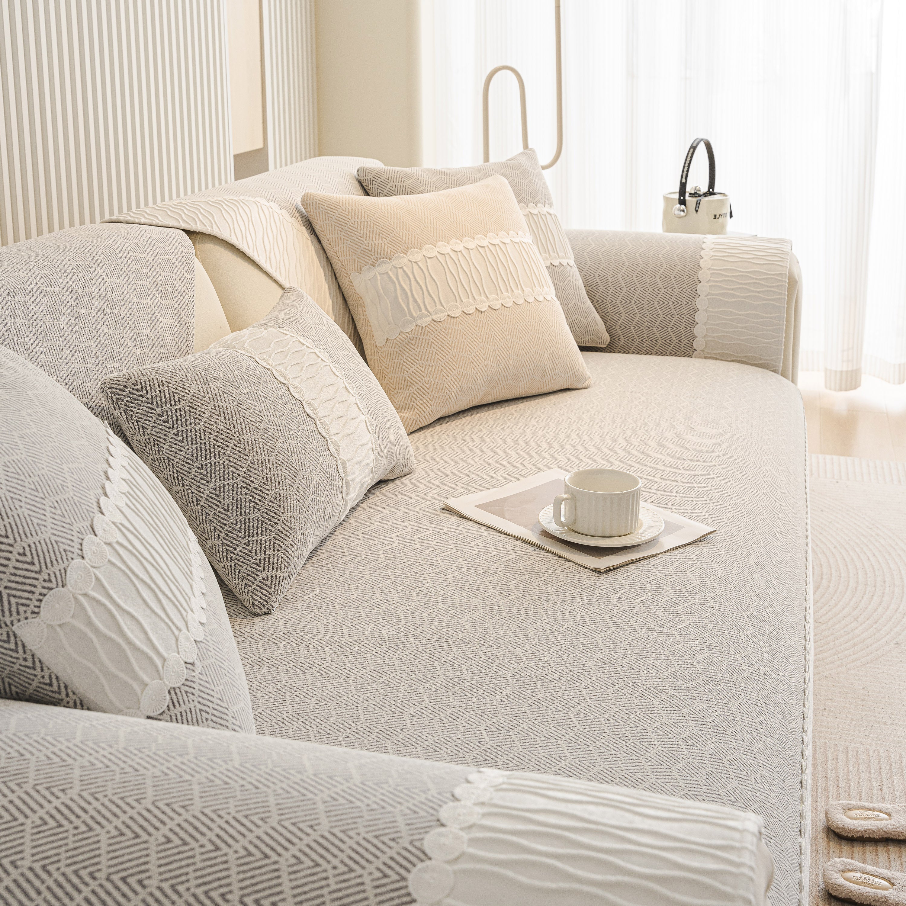 Herringbone Sofa Protector Cover, Non-Slip Couch Cover for Seat, Back & Arms - Image 61