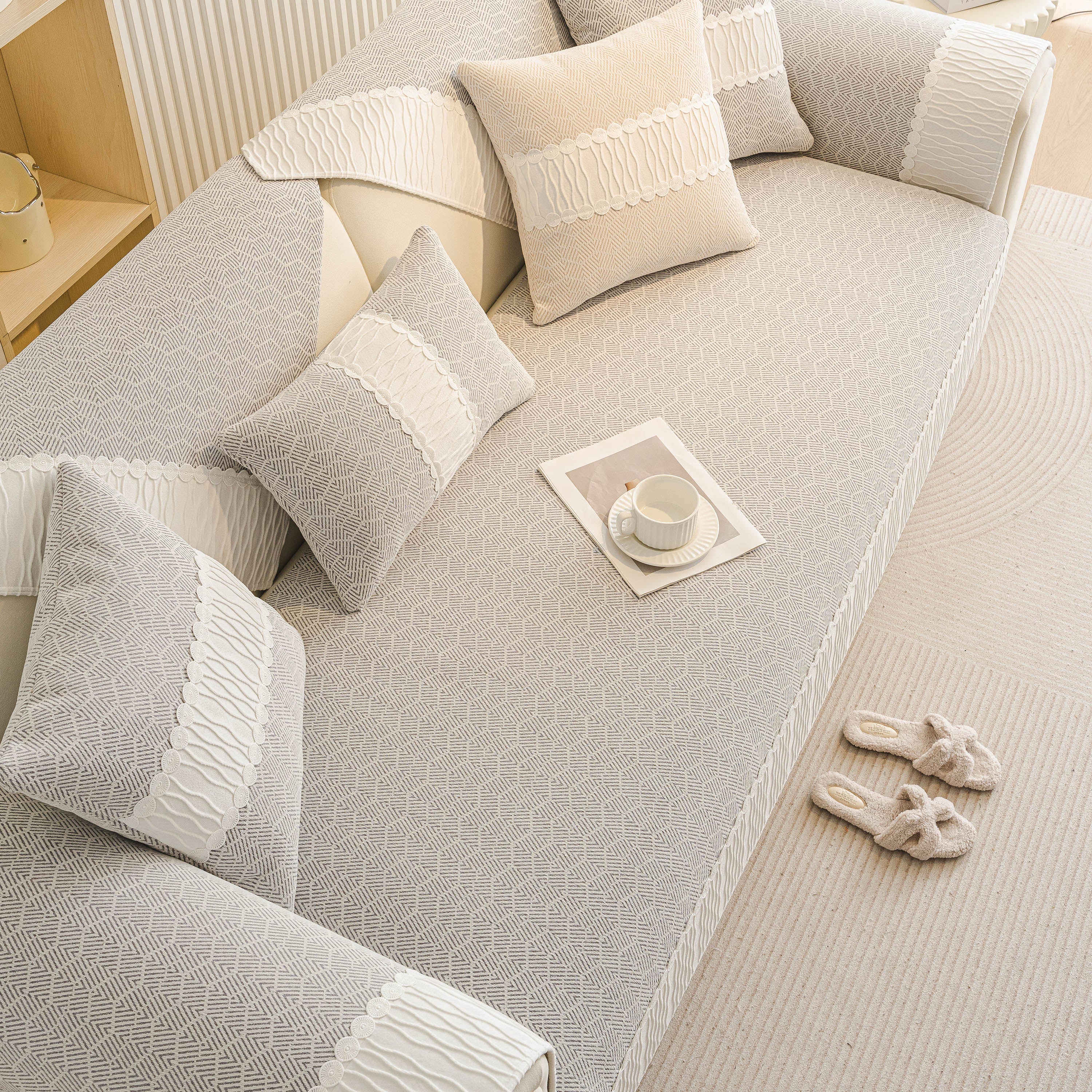 Herringbone Sofa Protector Cover, Non-Slip Couch Cover for Seat, Back & Arms - Image 62
