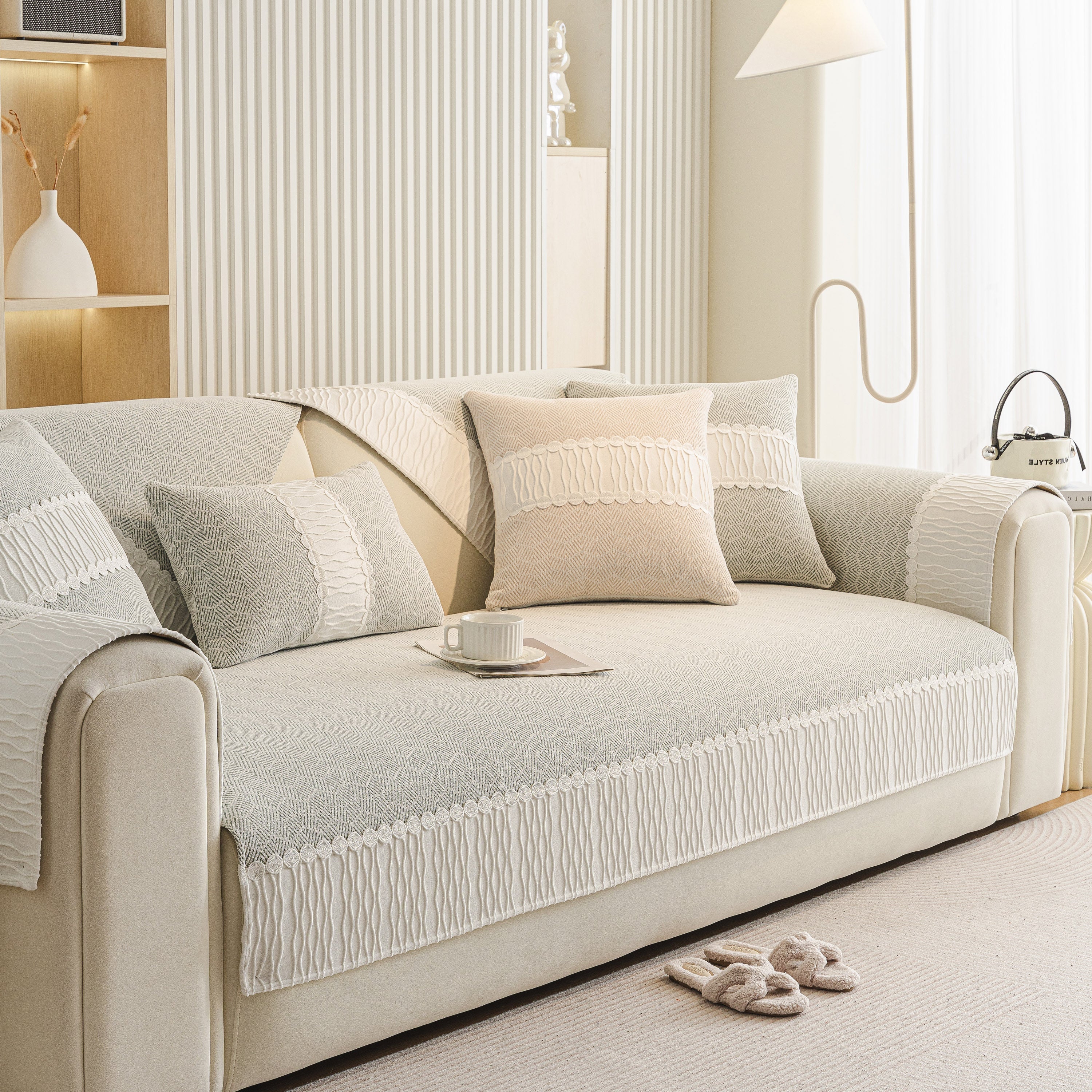 Herringbone Sofa Protector Cover, Non-Slip Couch Cover for Seat, Back & Arms - Image 63