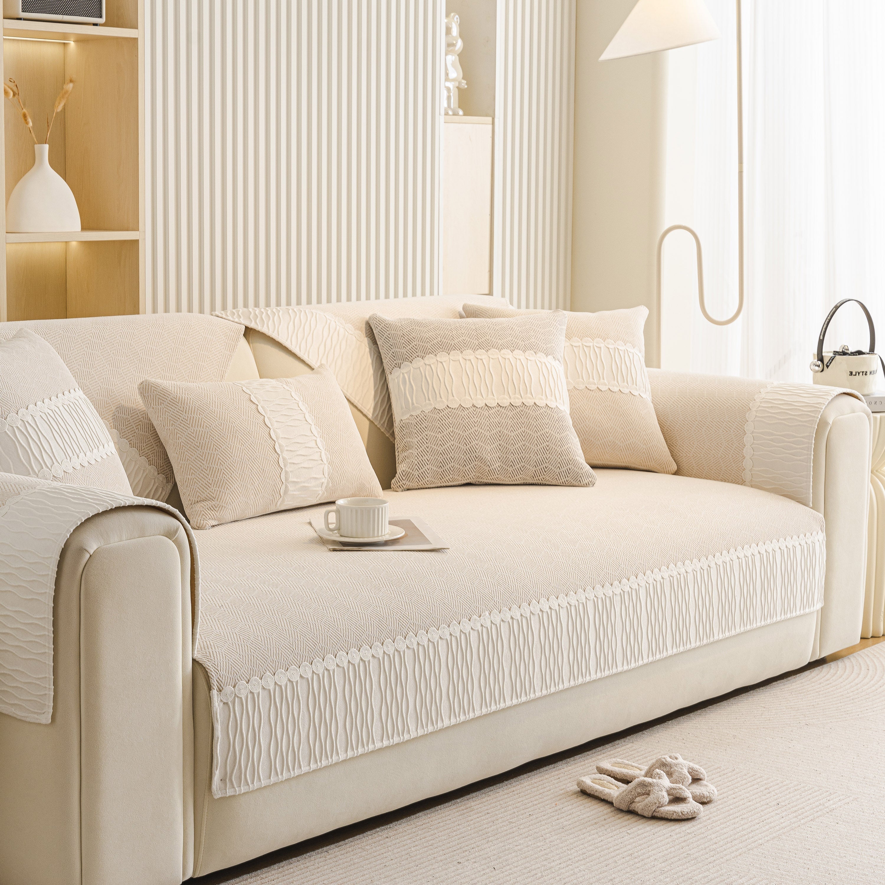 Herringbone Sofa Protector Cover, Non-Slip Couch Cover for Seat, Back & Arms - Image 7