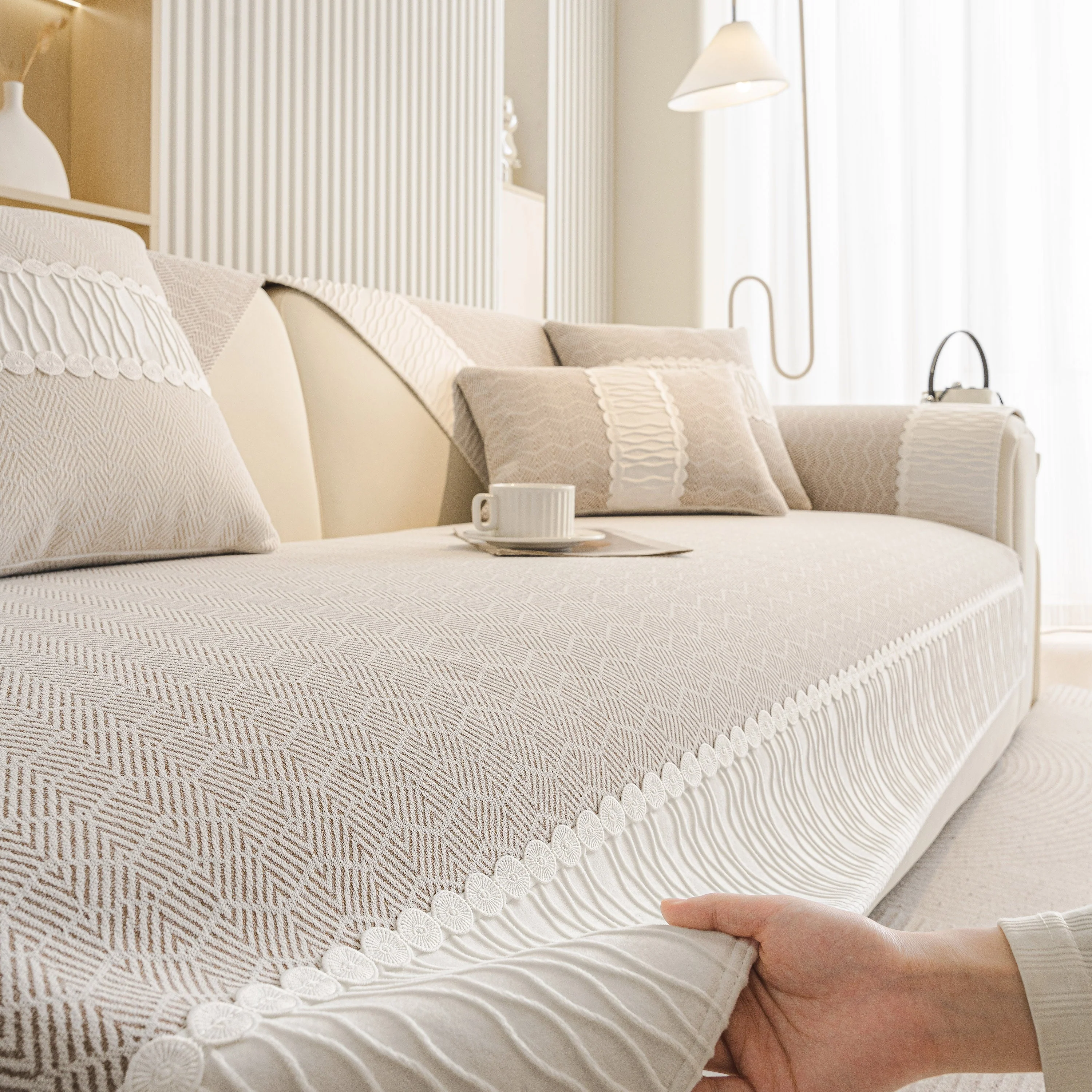 Herringbone Sofa Protector Cover, Non-Slip Couch Cover for Seat, Back & Arms - Image 71