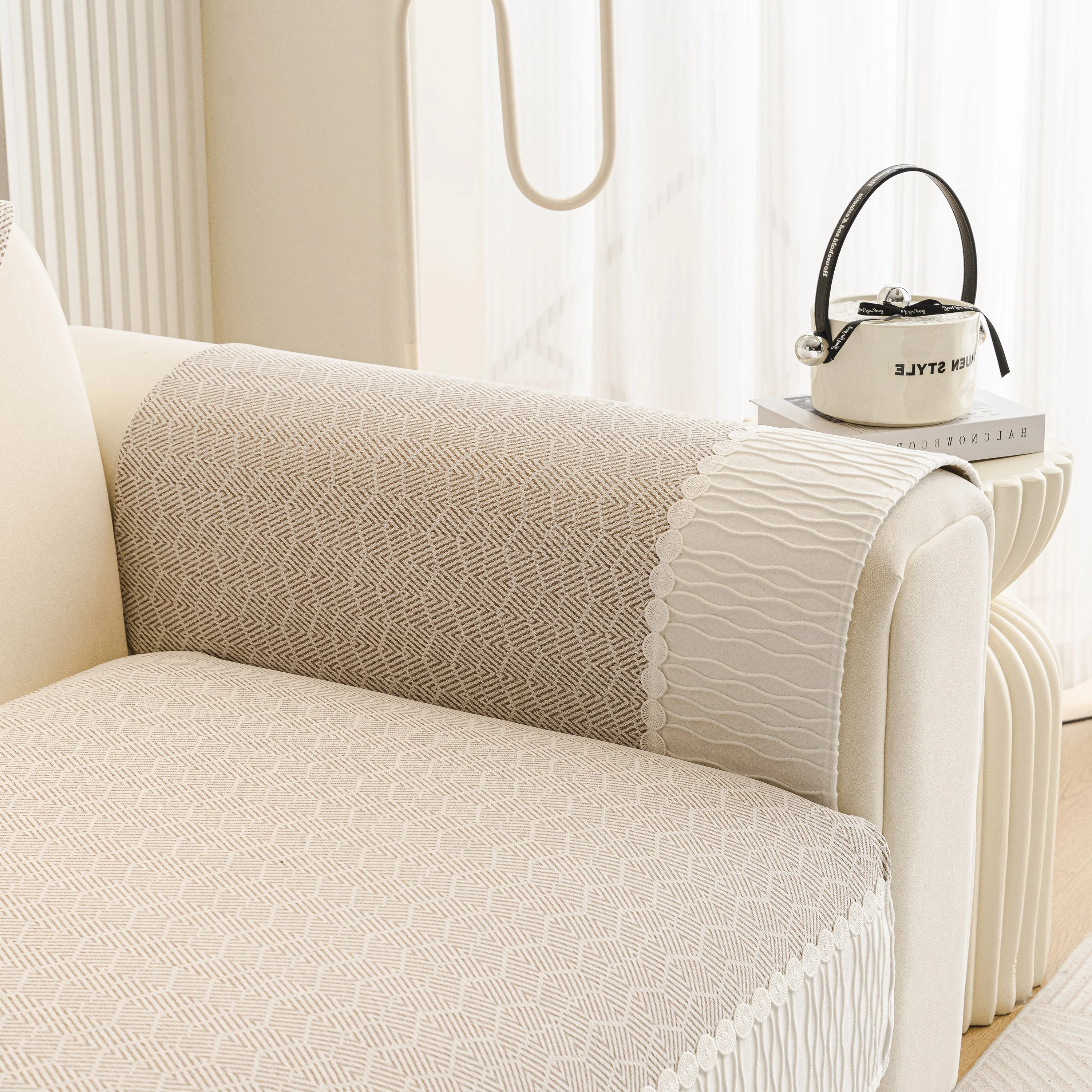Herringbone Sofa Protector Cover, Non-Slip Couch Cover for Seat, Back & Arms - Image 77