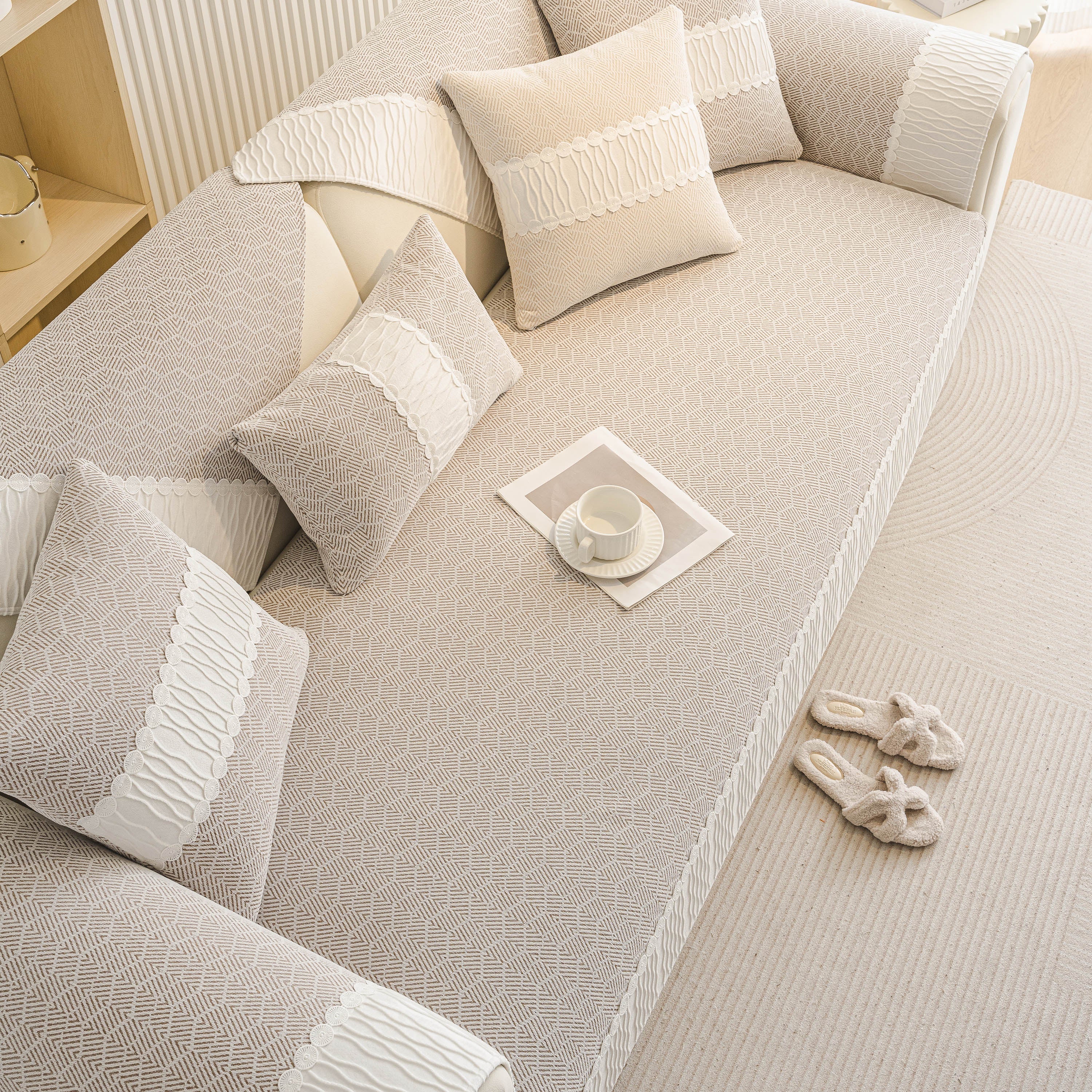 Herringbone Sofa Protector Cover, Non-Slip Couch Cover for Seat, Back & Arms - Image 78