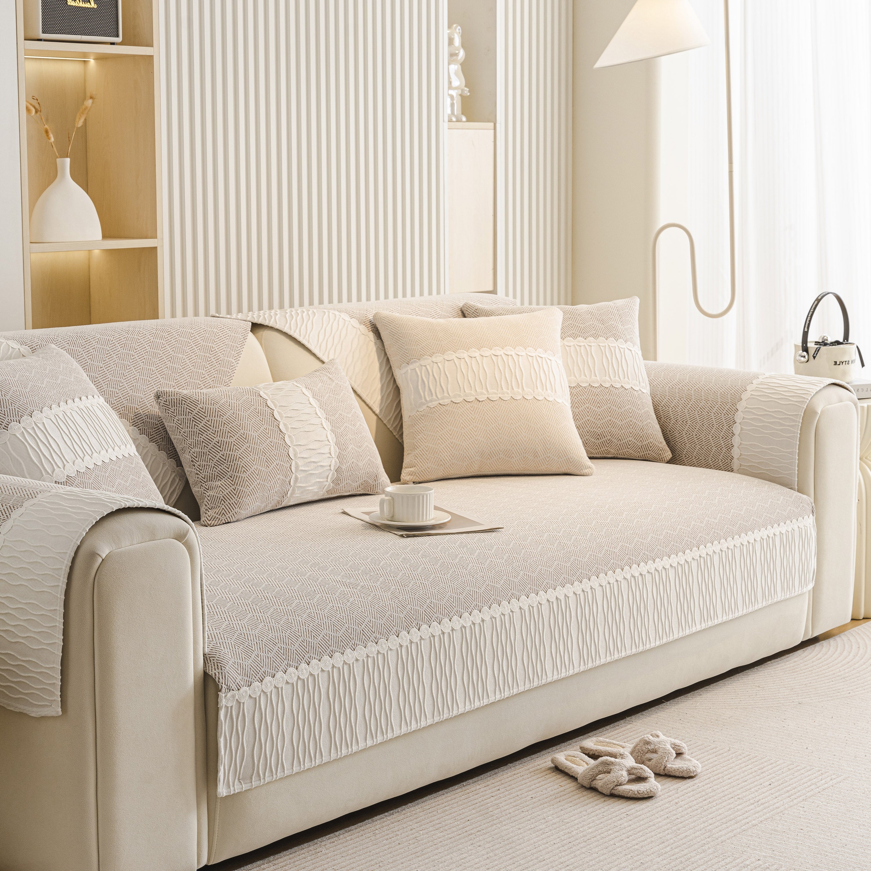 Herringbone Sofa Protector Cover, Non-Slip Couch Cover for Seat, Back & Arms - Image 79