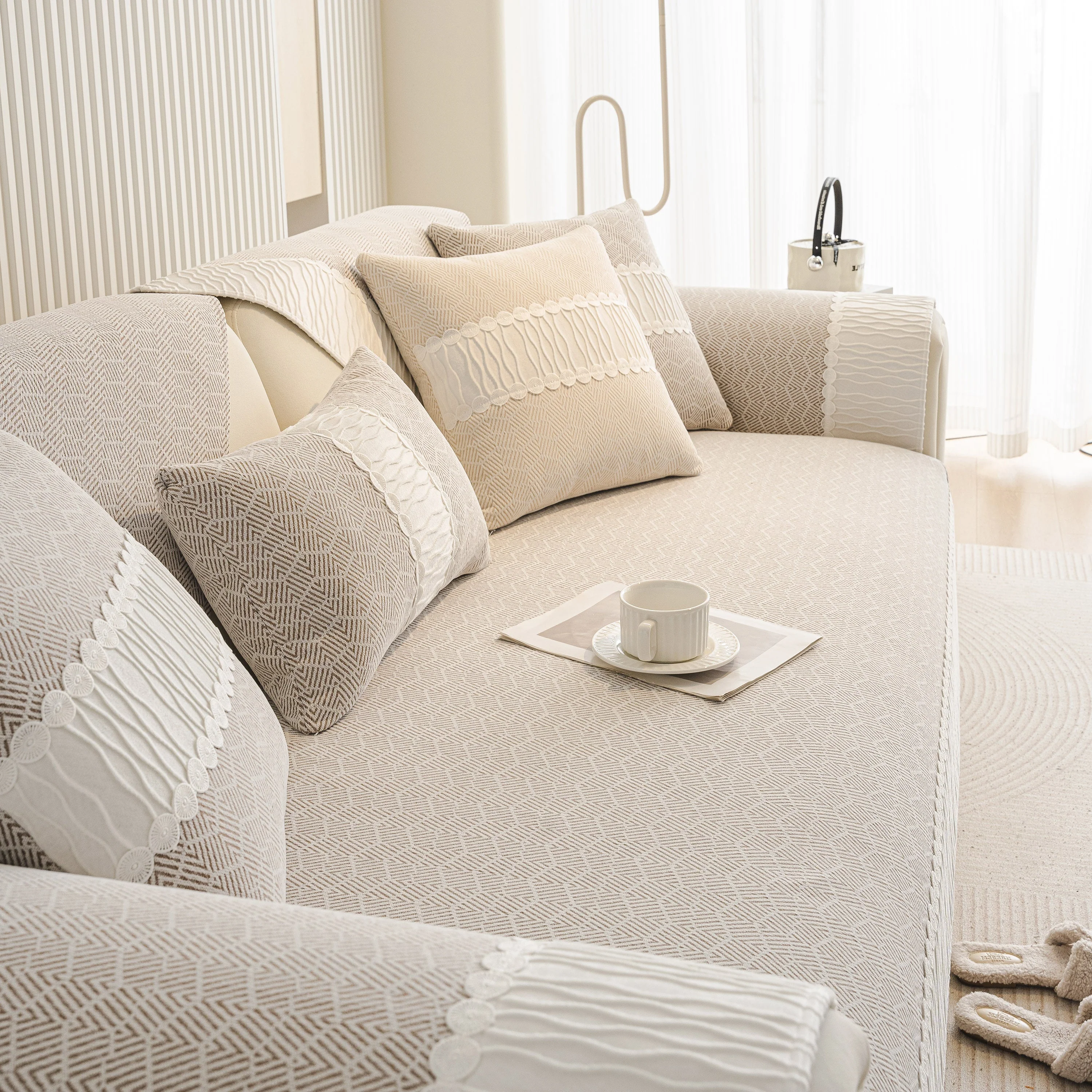 Herringbone Sofa Protector Cover, Non-Slip Couch Cover for Seat, Back & Arms - Image 84
