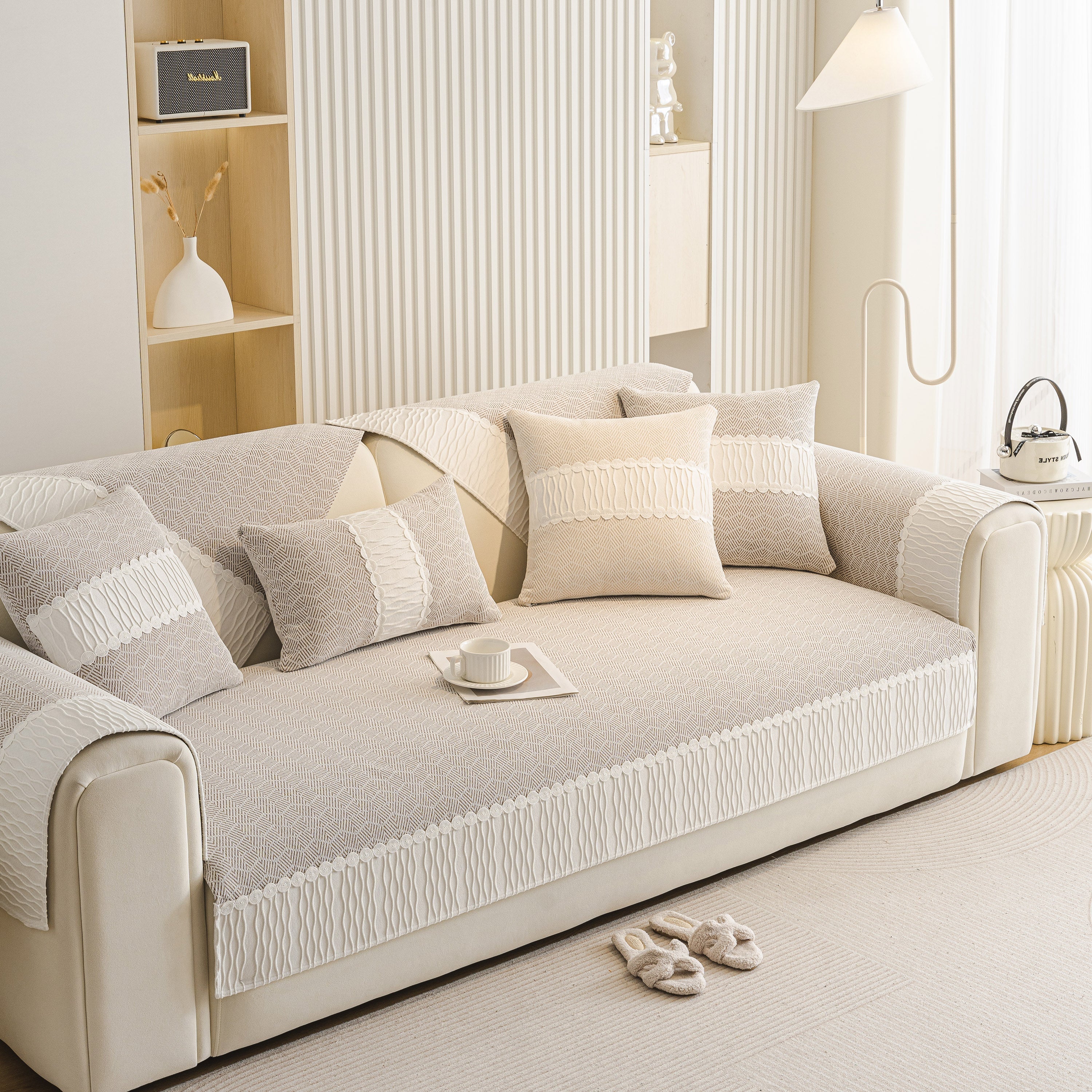 Herringbone Sofa Protector Cover, Non-Slip Couch Cover for Seat, Back & Arms - Image 87
