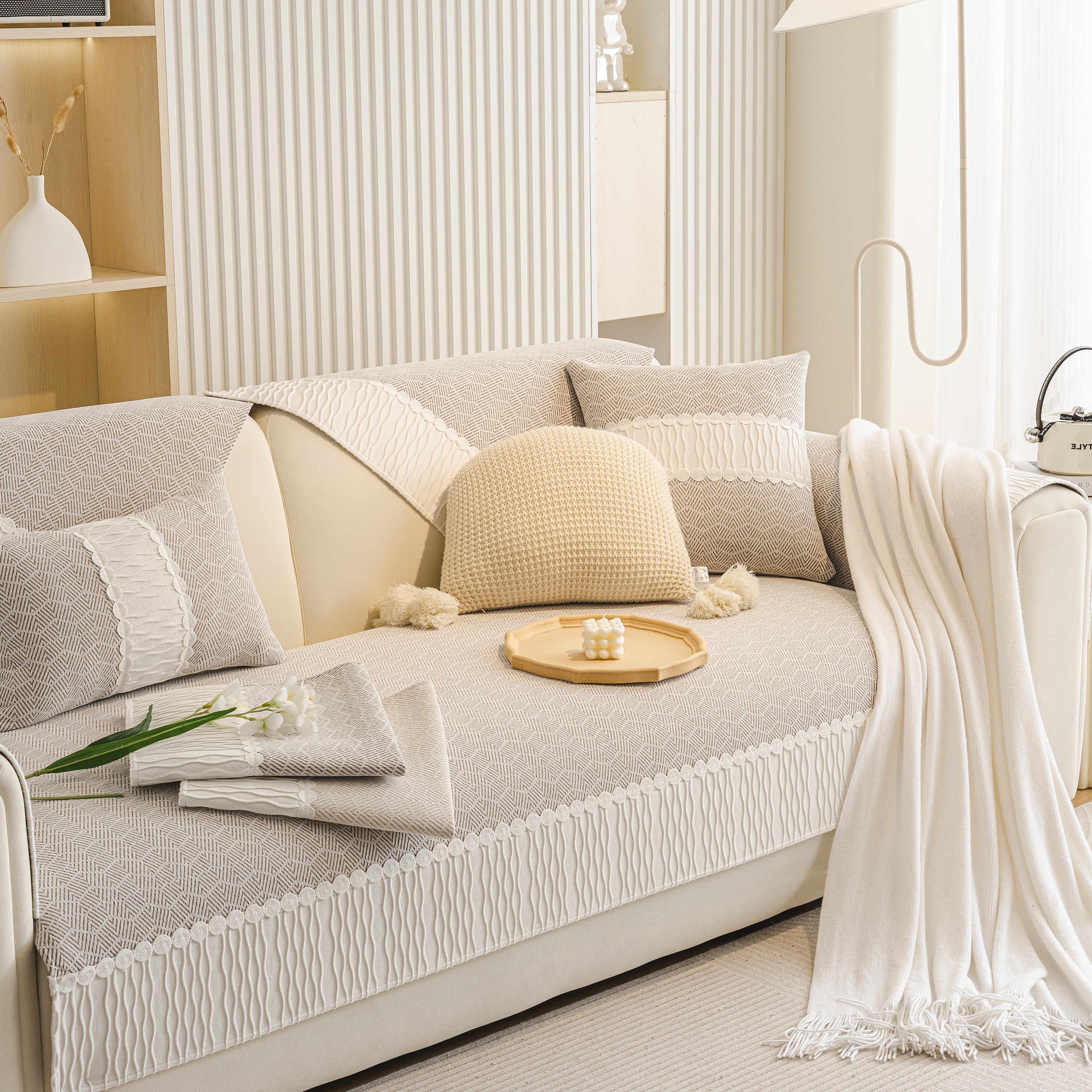 Herringbone Sofa Protector Cover, Non-Slip Couch Cover for Seat, Back & Arms - Image 88