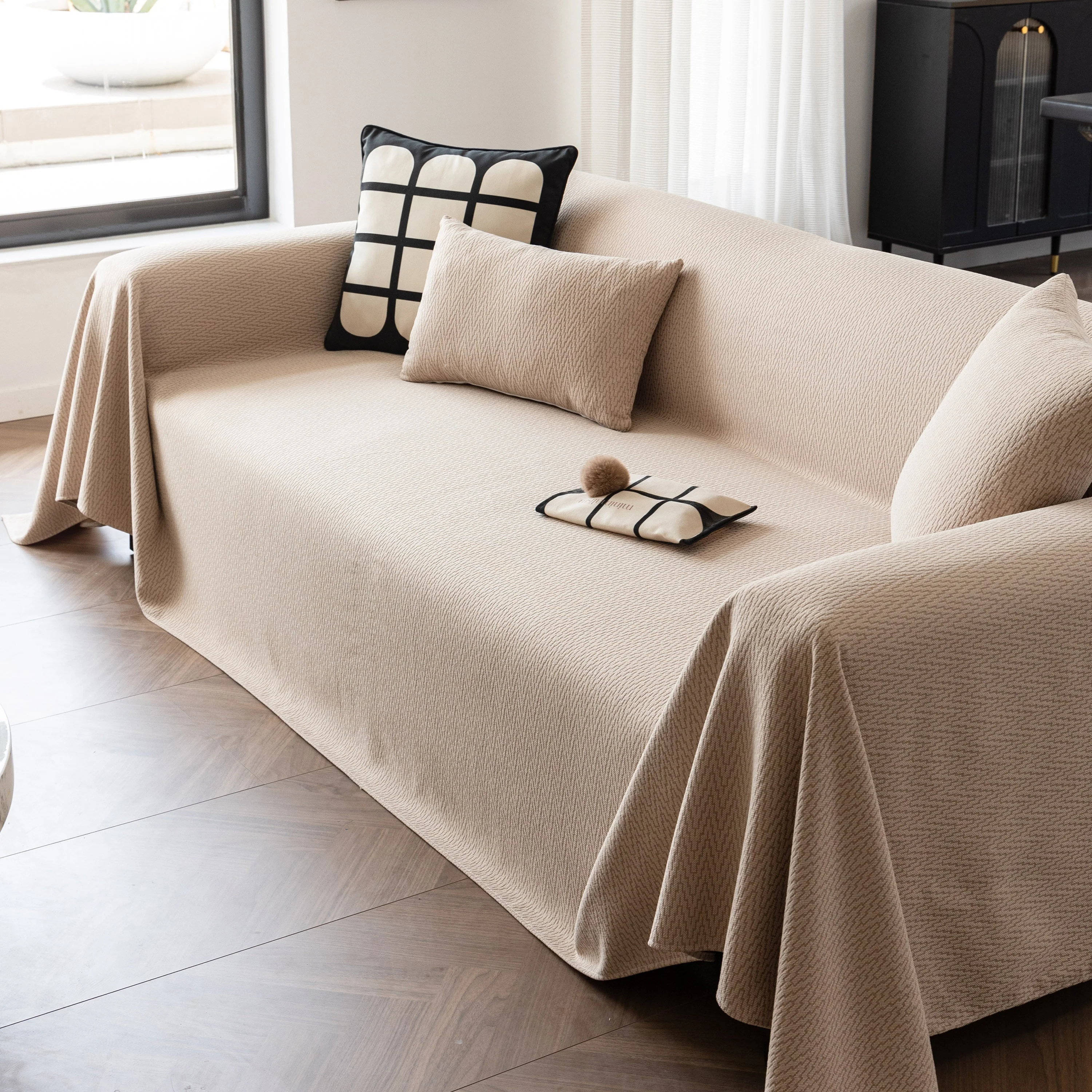 Herringbone Textured Sofa Throw Blanket, Durable Pet Friendly Modern Couch Slipcover - Image 13