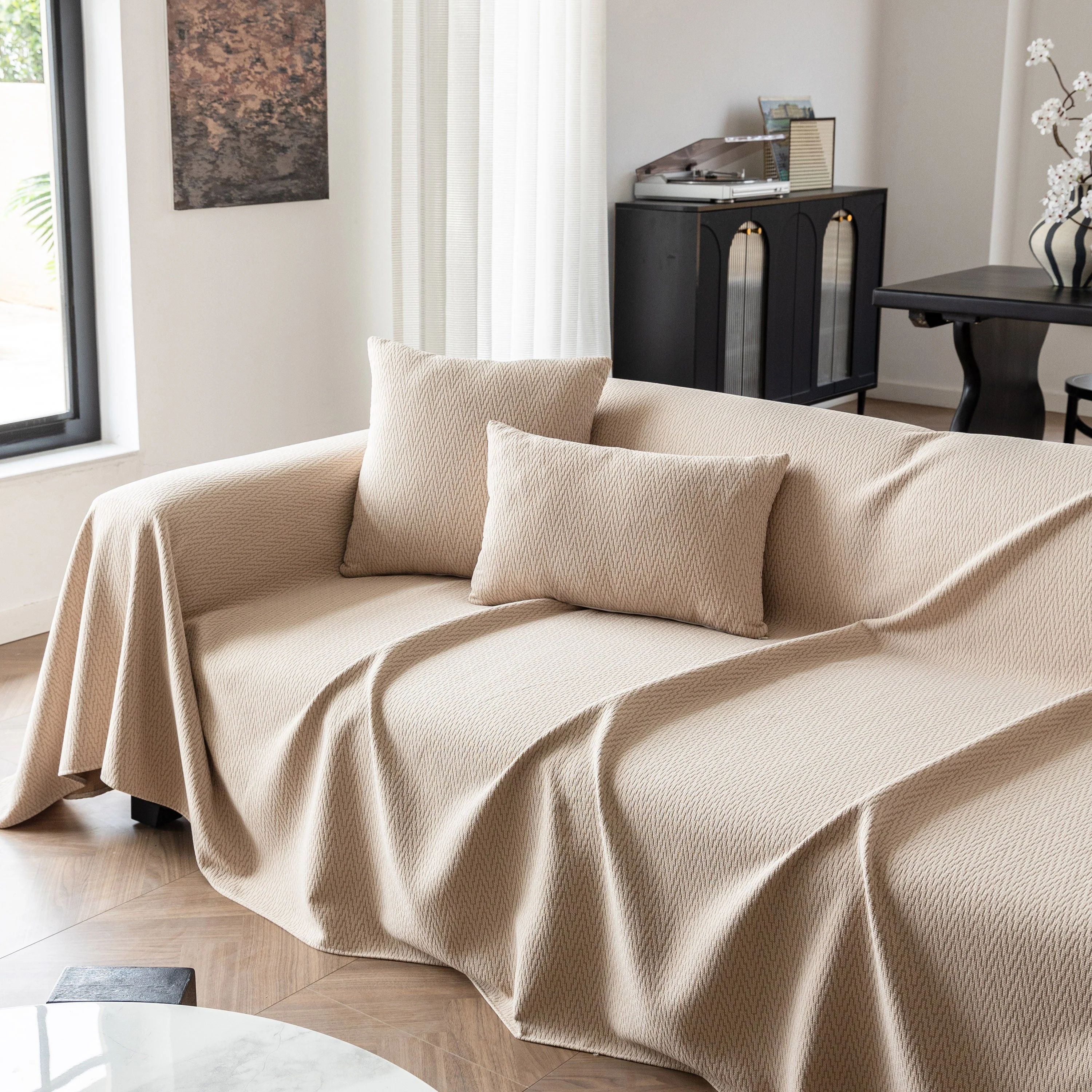 Herringbone Textured Sofa Throw Blanket, Durable Pet Friendly Modern Couch Slipcover - Image 14