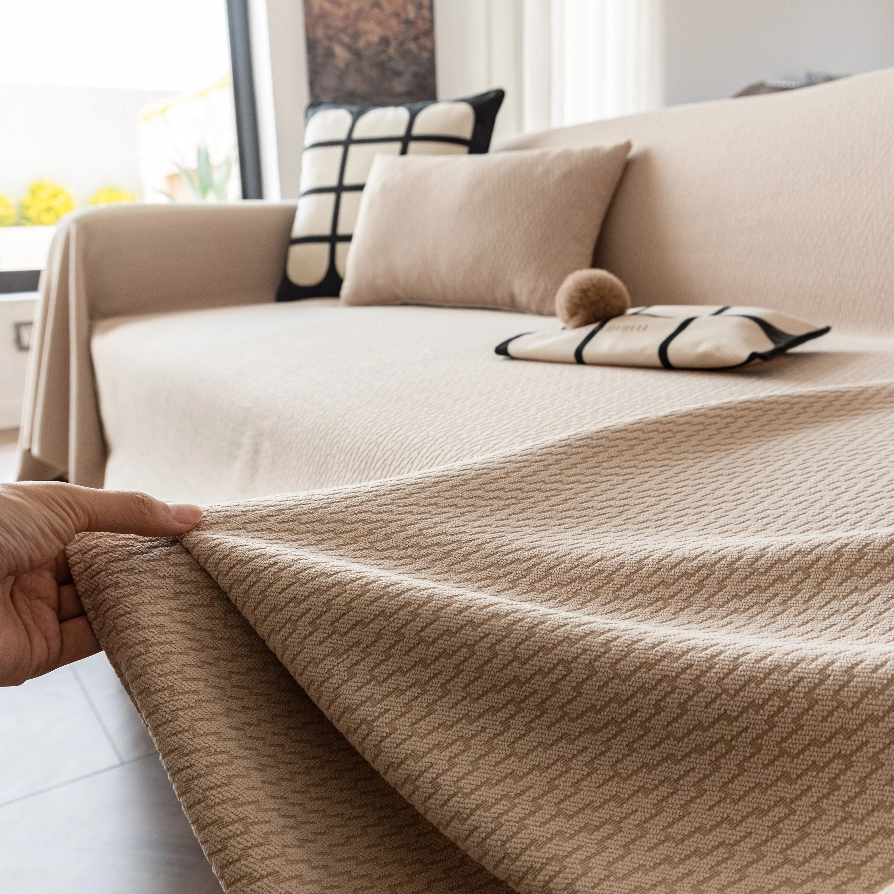 Herringbone Textured Sofa Throw Blanket, Durable Pet Friendly Modern Couch Slipcover - Image 16