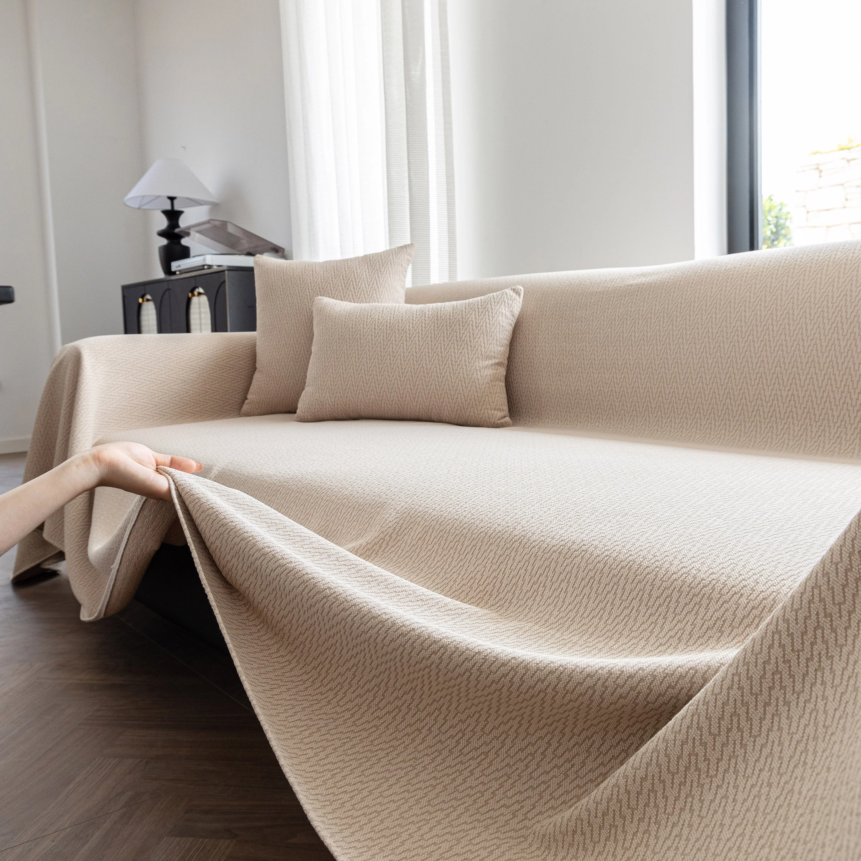 Herringbone Textured Sofa Throw Blanket, Durable Pet Friendly Modern Couch Slipcover - Image 17