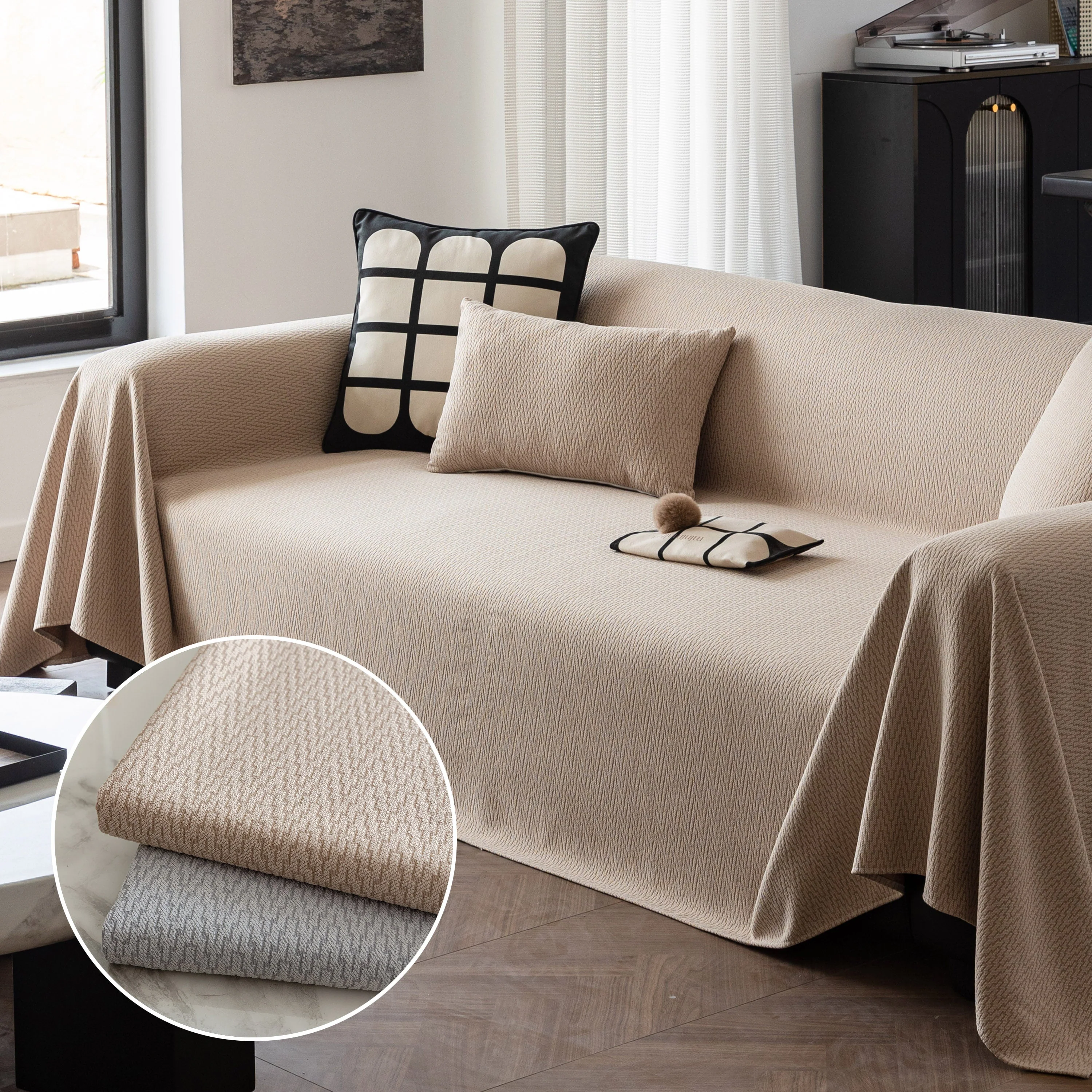 Herringbone Textured Sofa Throw Blanket, Durable Pet Friendly Modern Couch Slipcover - Image 19