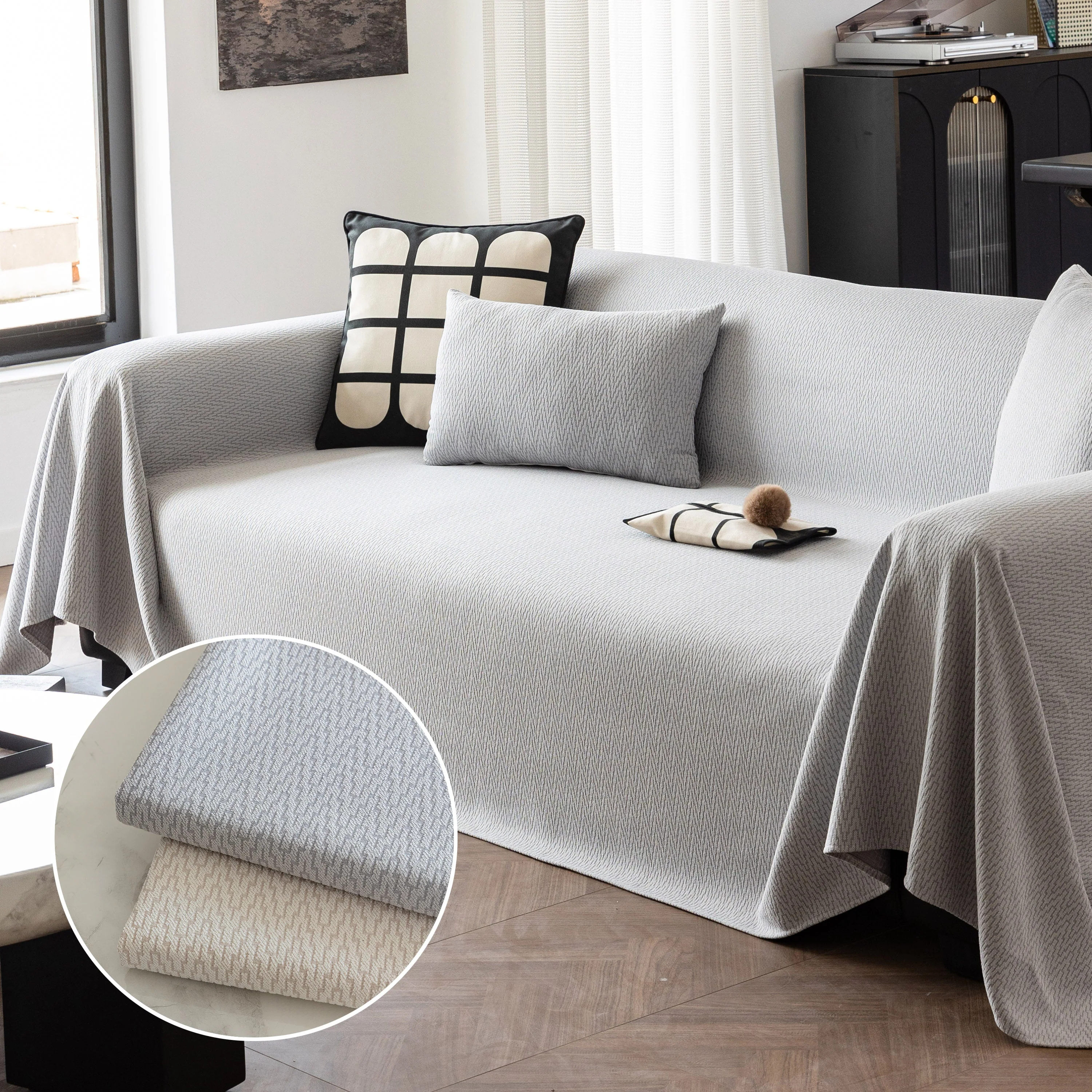 Herringbone Textured Sofa Throw Blanket, Durable Pet Friendly Modern Couch Slipcover - Image 20