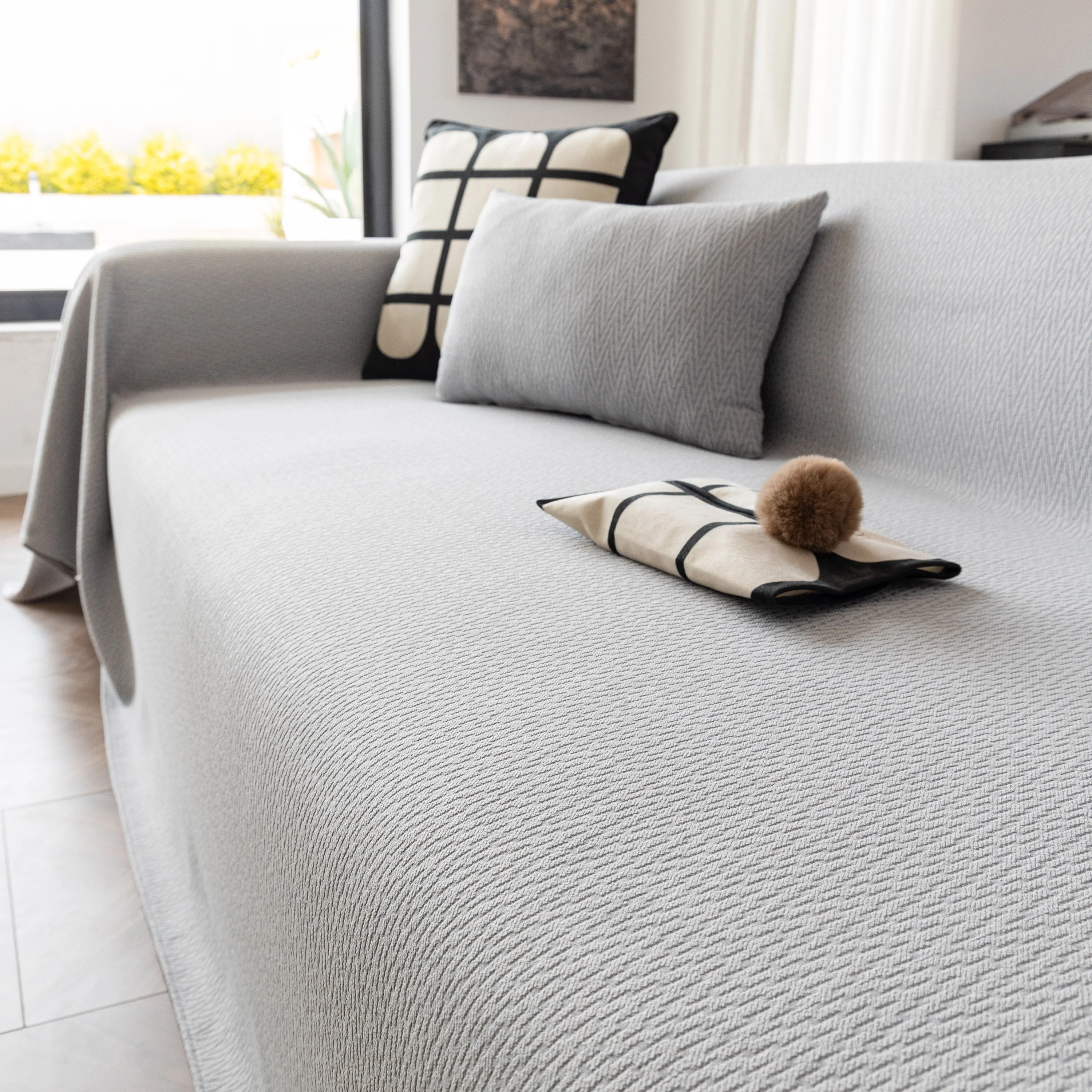 Herringbone Textured Sofa Throw Blanket, Durable Pet Friendly Modern Couch Slipcover - Image 32