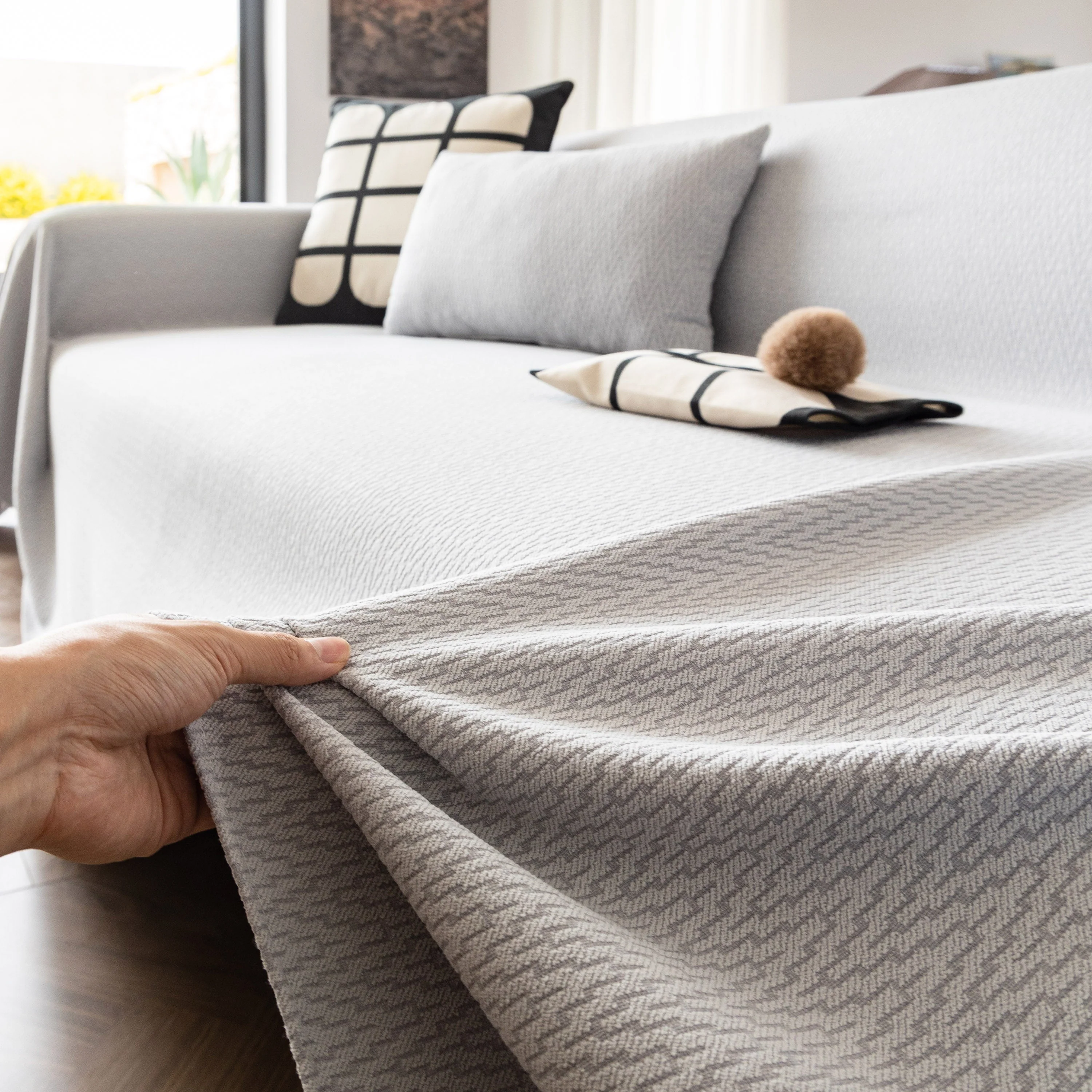 Herringbone Textured Sofa Throw Blanket, Durable Pet Friendly Modern Couch Slipcover - Image 33