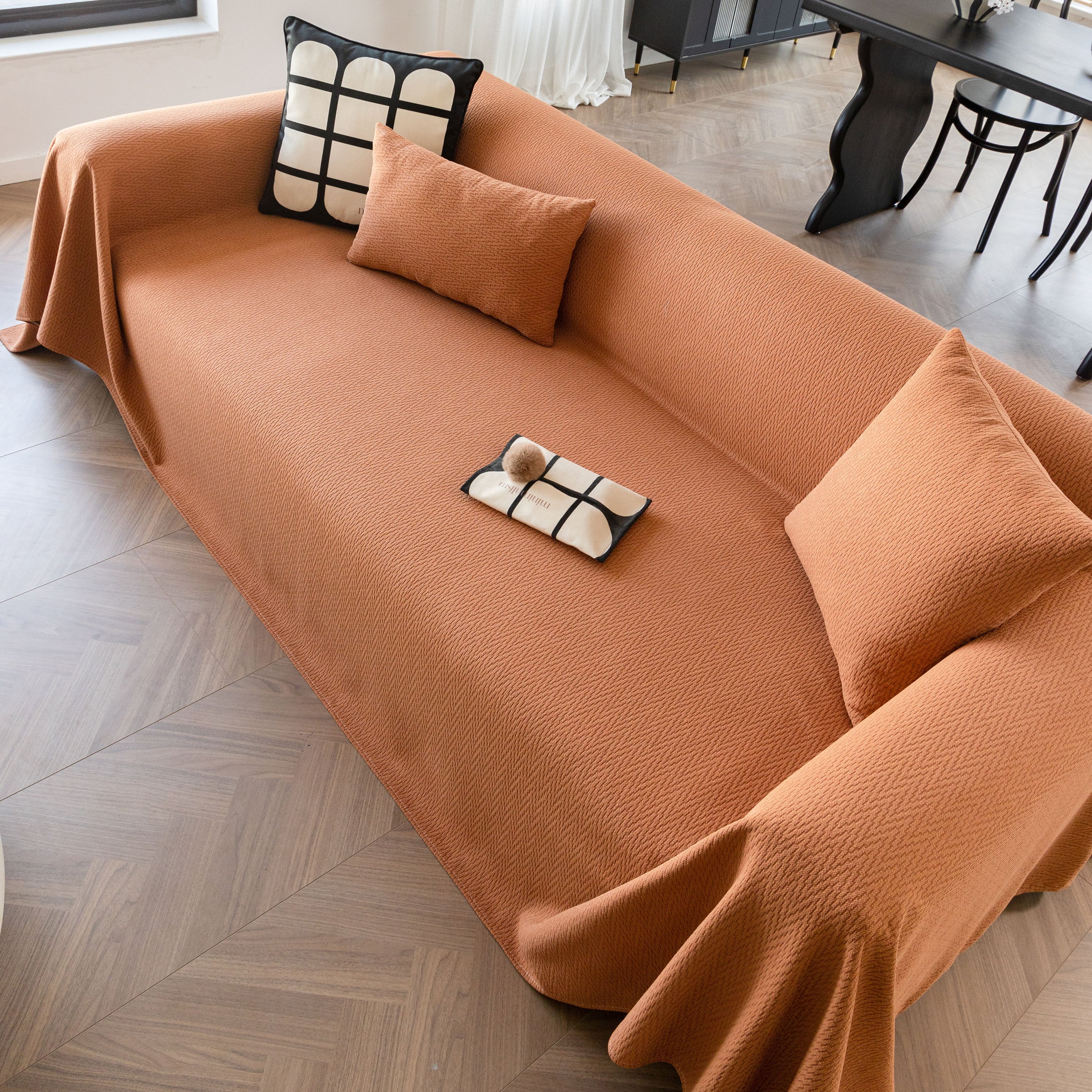 Herringbone Textured Sofa Throw Blanket, Durable Pet Friendly Modern Couch Slipcover - Image 51