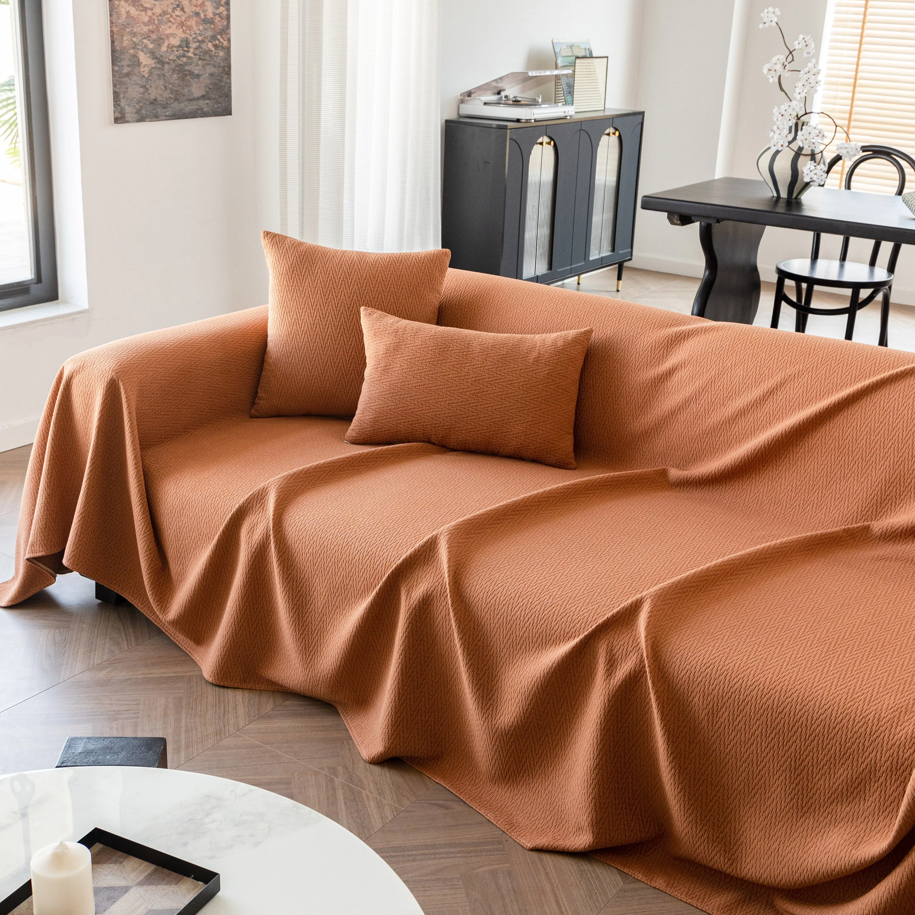 Herringbone Textured Sofa Throw Blanket, Durable Pet Friendly Modern Couch Slipcover - Image 55