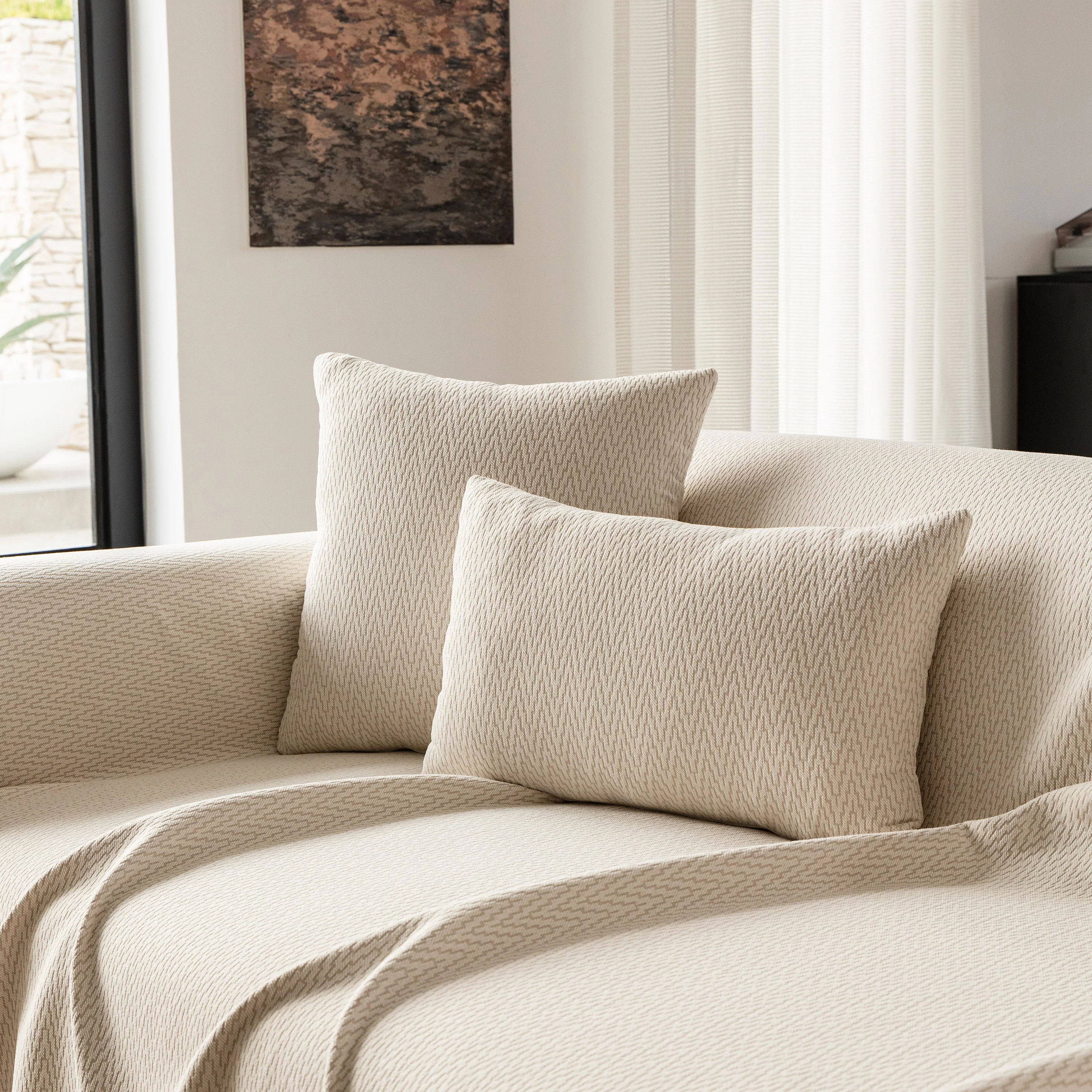 Herringbone Textured Sofa Throw Blanket, Durable Pet Friendly Modern Couch Slipcover - Image 76