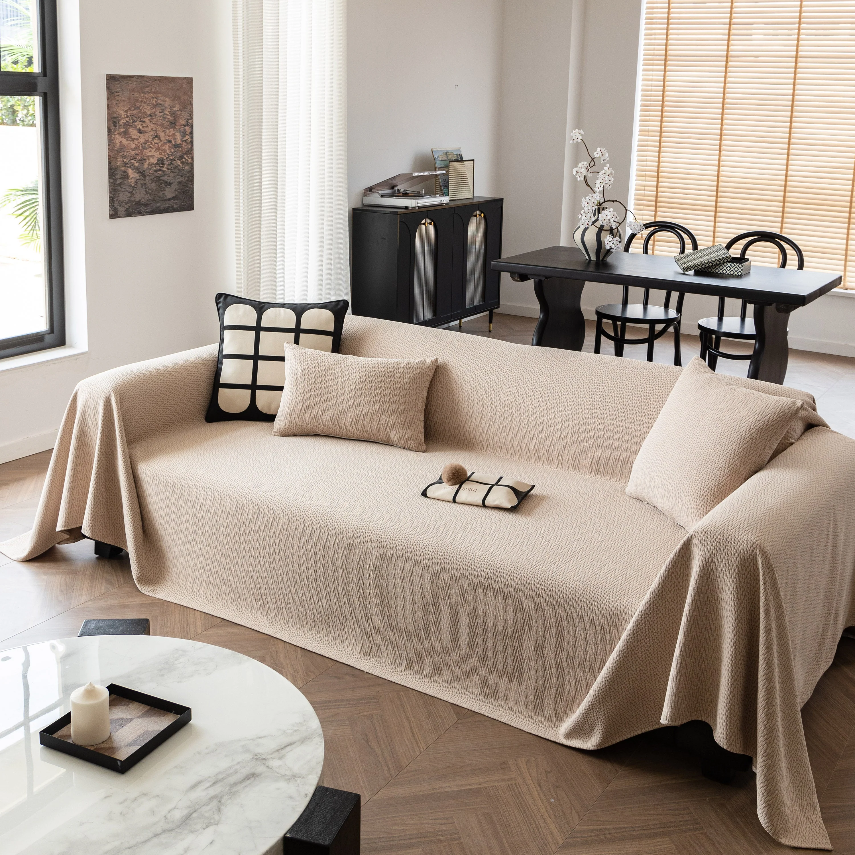 Herringbone Textured Sofa Throw Blanket, Durable Pet Friendly Modern Couch Slipcover - Image 9