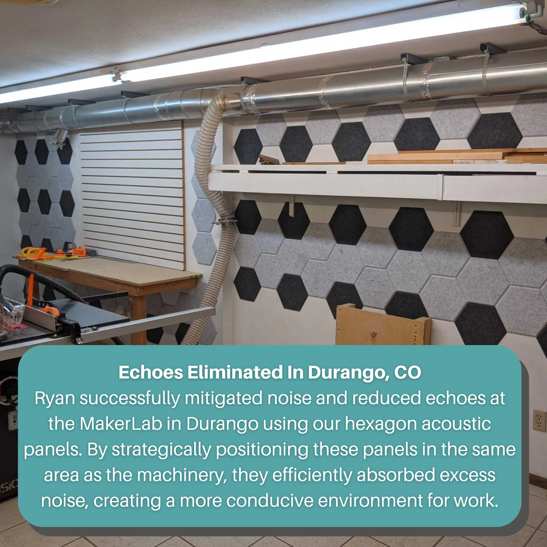 Hexagon Polyester Acoustic Panels - 12 Pack | Eco-Friendly Sound Absorption | Easy Peel & Stick Installation - Image 2
