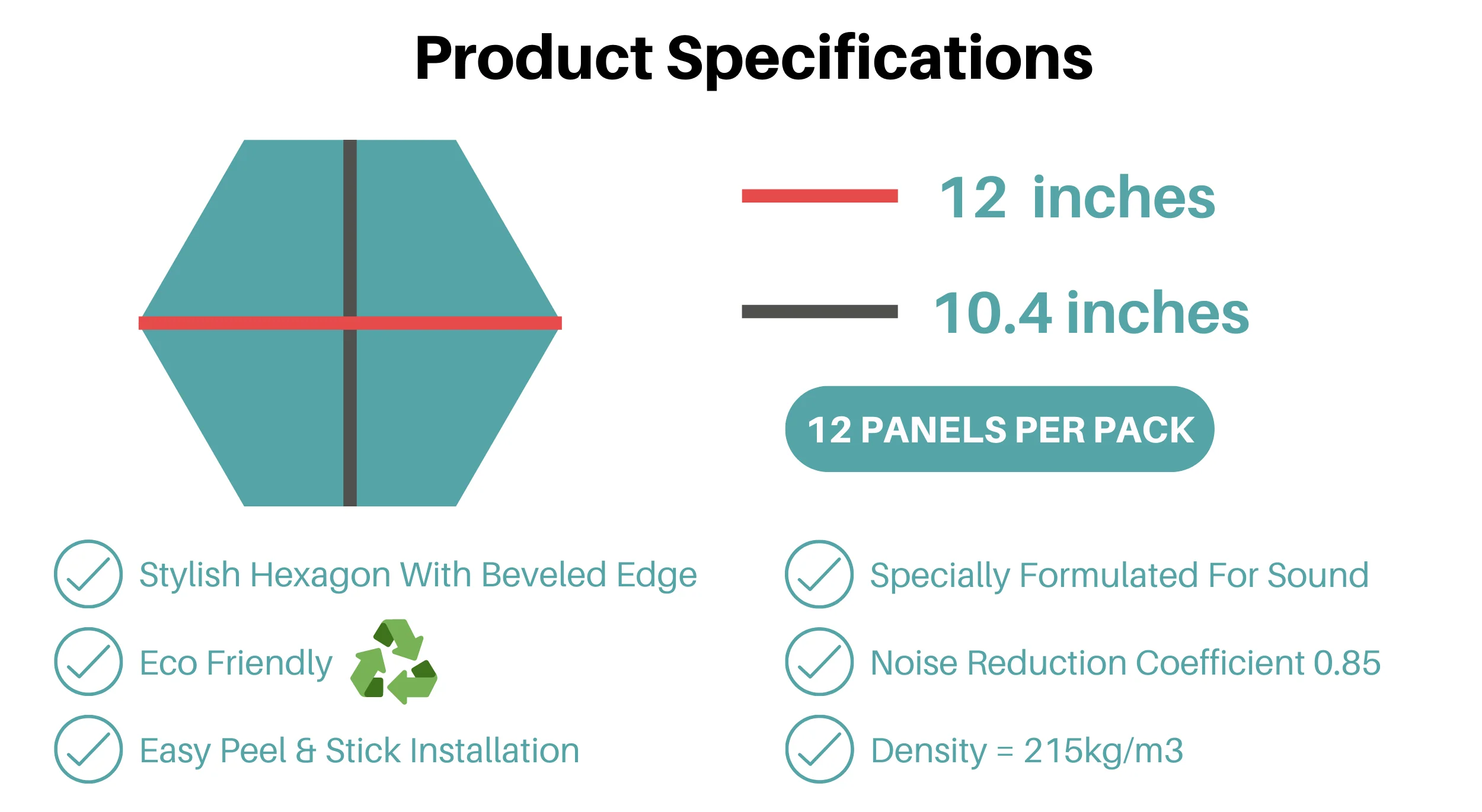 Hexagon Polyester Acoustic Panels - 12 Pack | Eco-Friendly Sound Absorption | Easy Peel & Stick Installation - Image 3