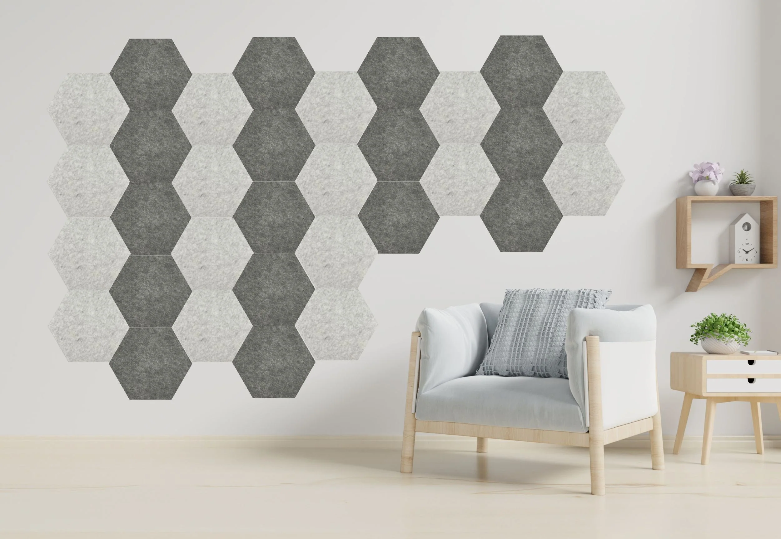 Hexagon Polyester Acoustic Panels - 12 Pack | Eco-Friendly Sound Absorption | Easy Peel & Stick Installation - Image 8