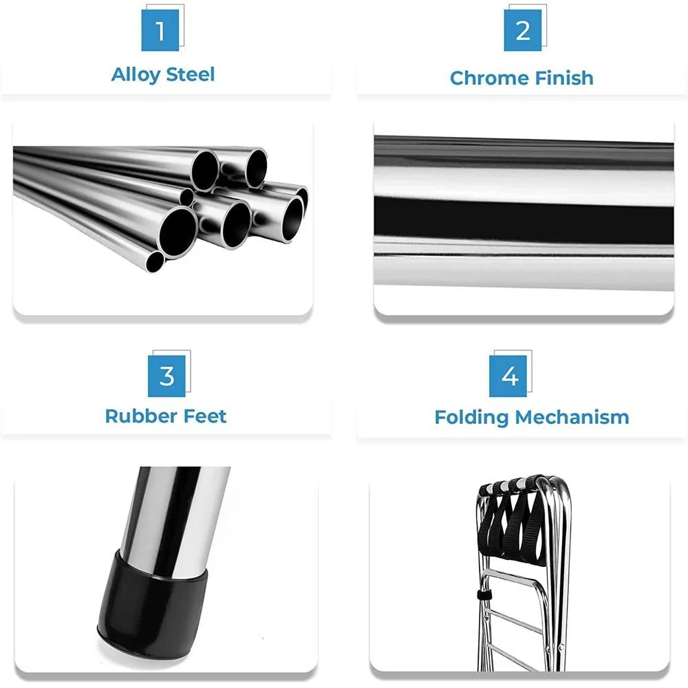 High Back Metal Folding Luggage Rack - Image 4