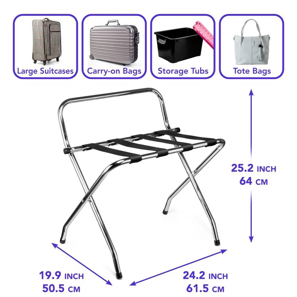 High Back Metal Folding Luggage Rack - Image 5