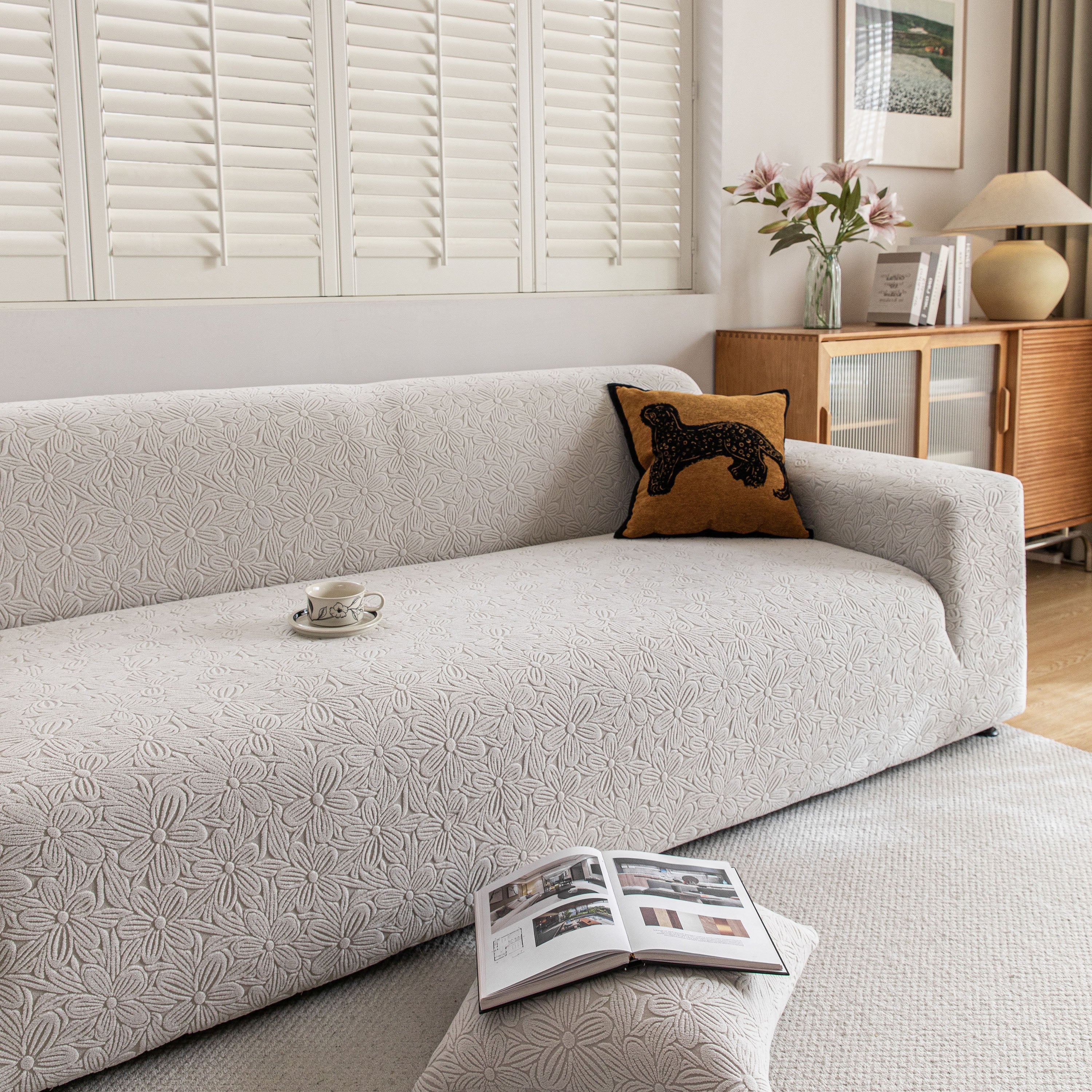 High Elastic Floral Couch Slipcover, Jacquard Stretch Non-Slip Furniture Protector - Image 108