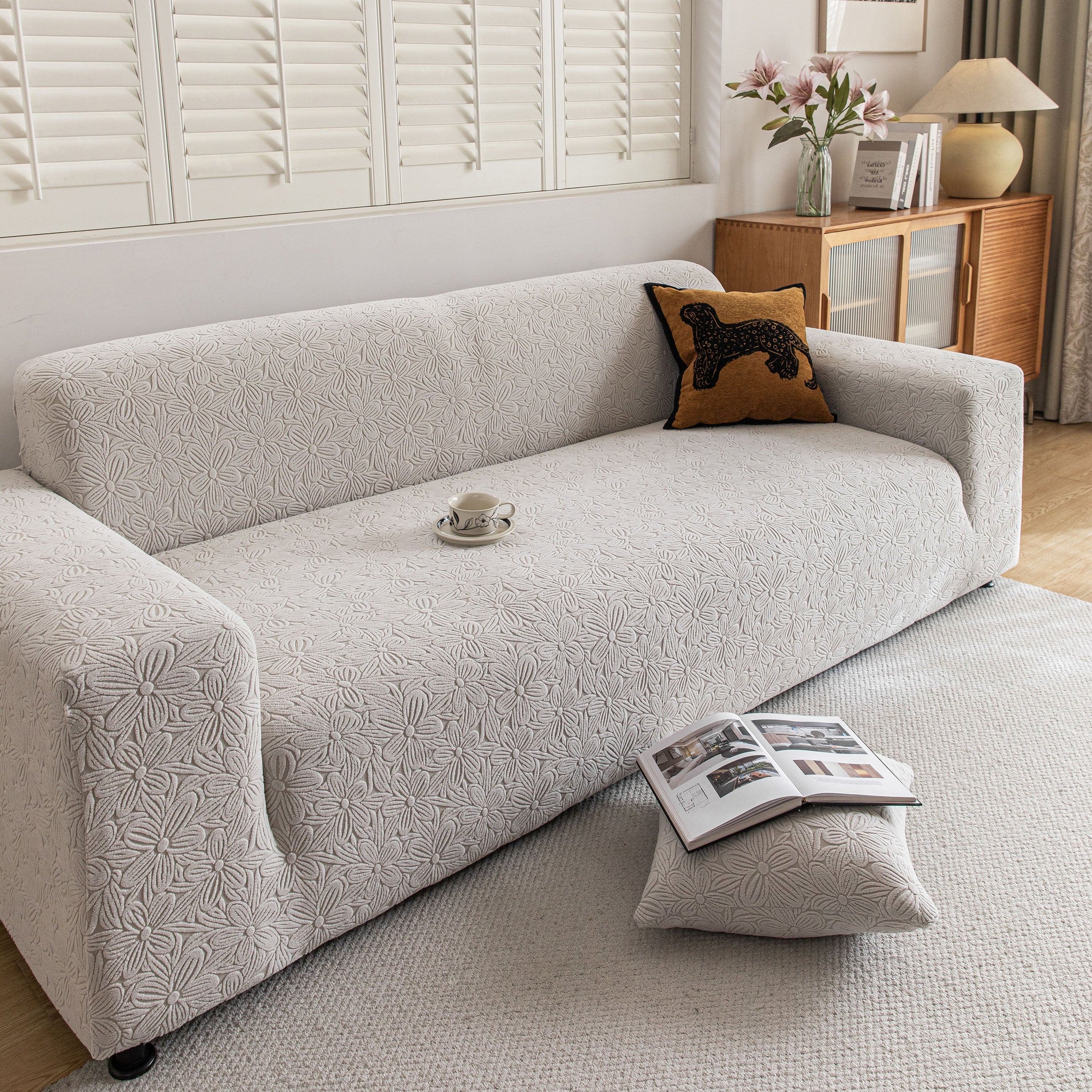 High Elastic Floral Couch Slipcover, Jacquard Stretch Non-Slip Furniture Protector - Image 111