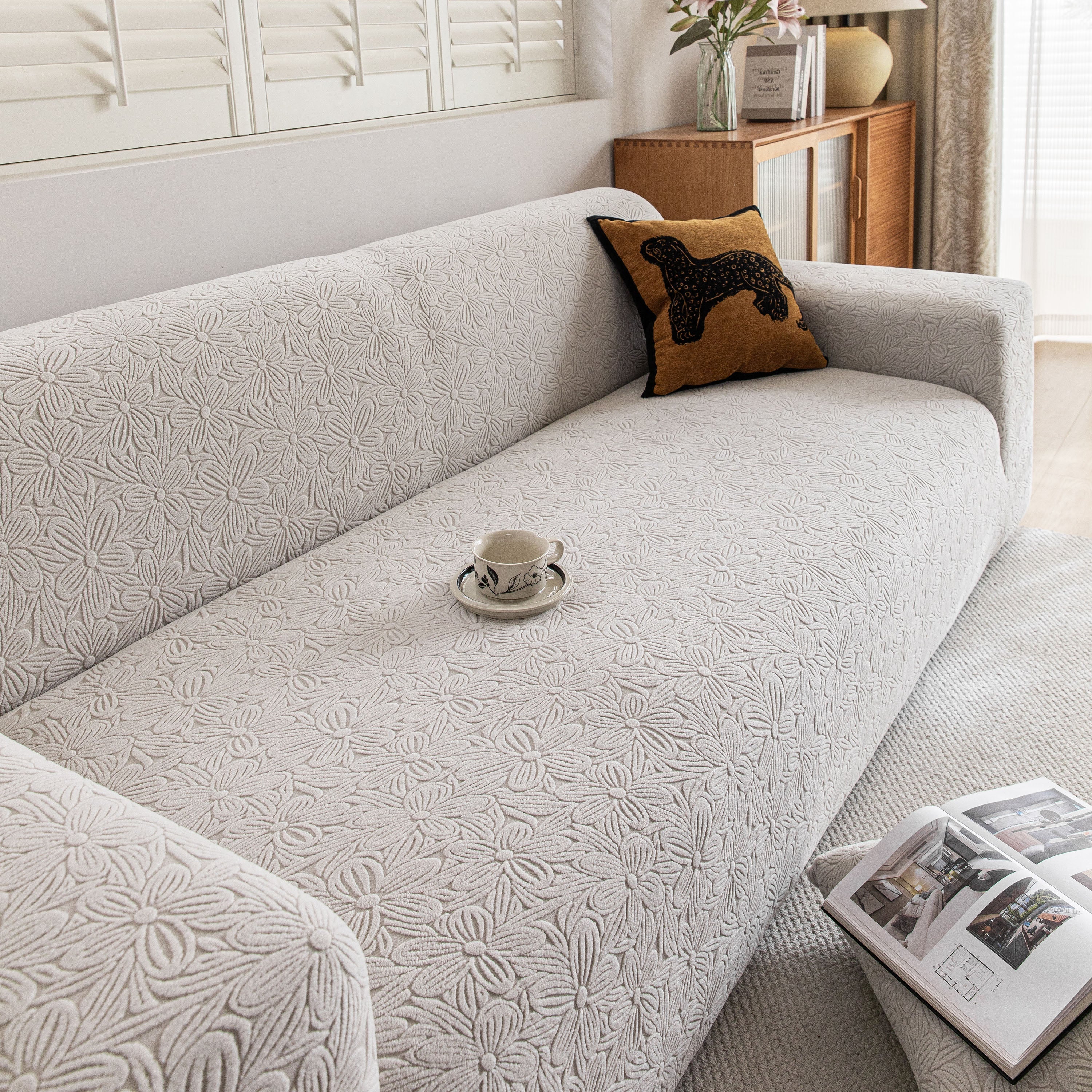 High Elastic Floral Couch Slipcover, Jacquard Stretch Non-Slip Furniture Protector - Image 113