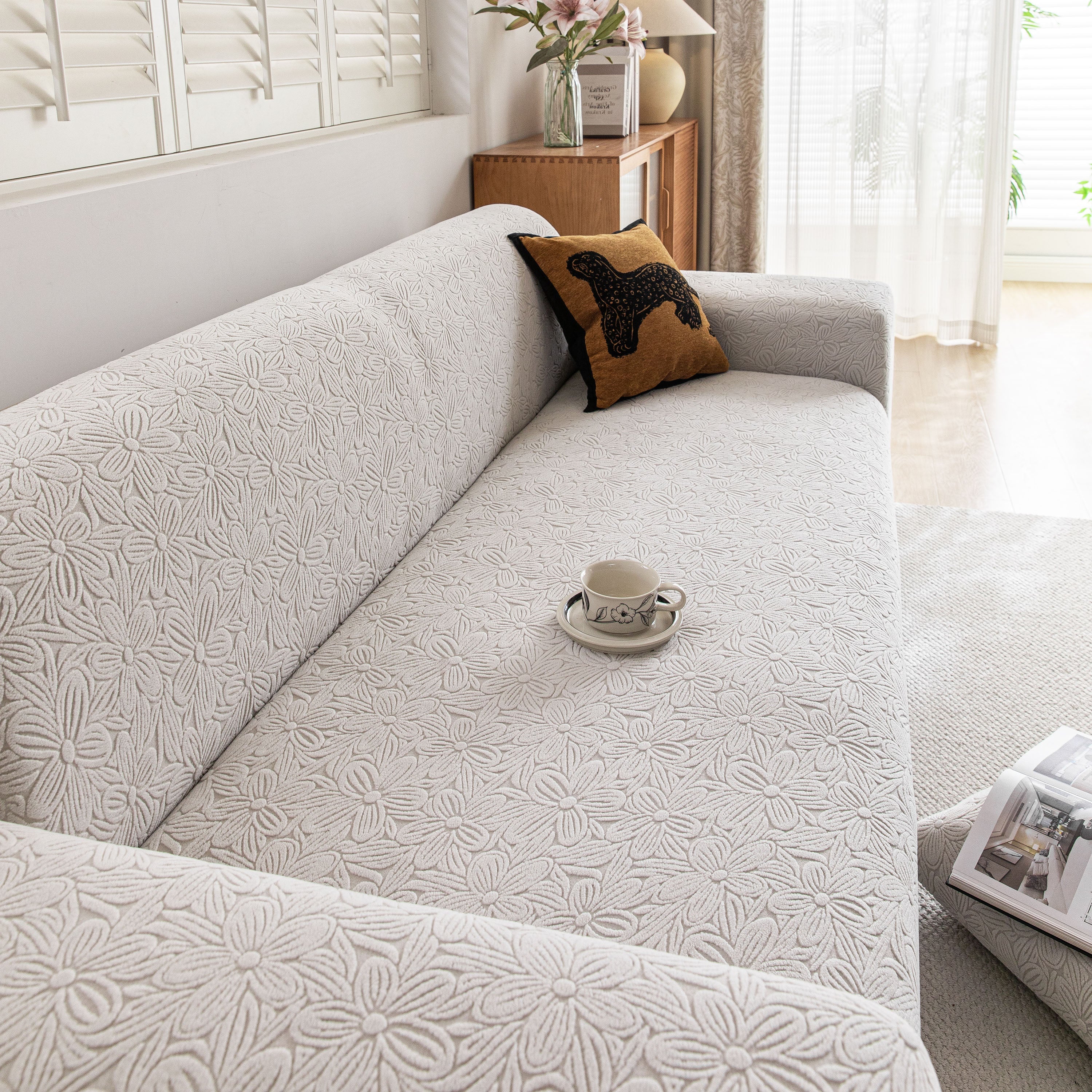 High Elastic Floral Couch Slipcover, Jacquard Stretch Non-Slip Furniture Protector - Image 114
