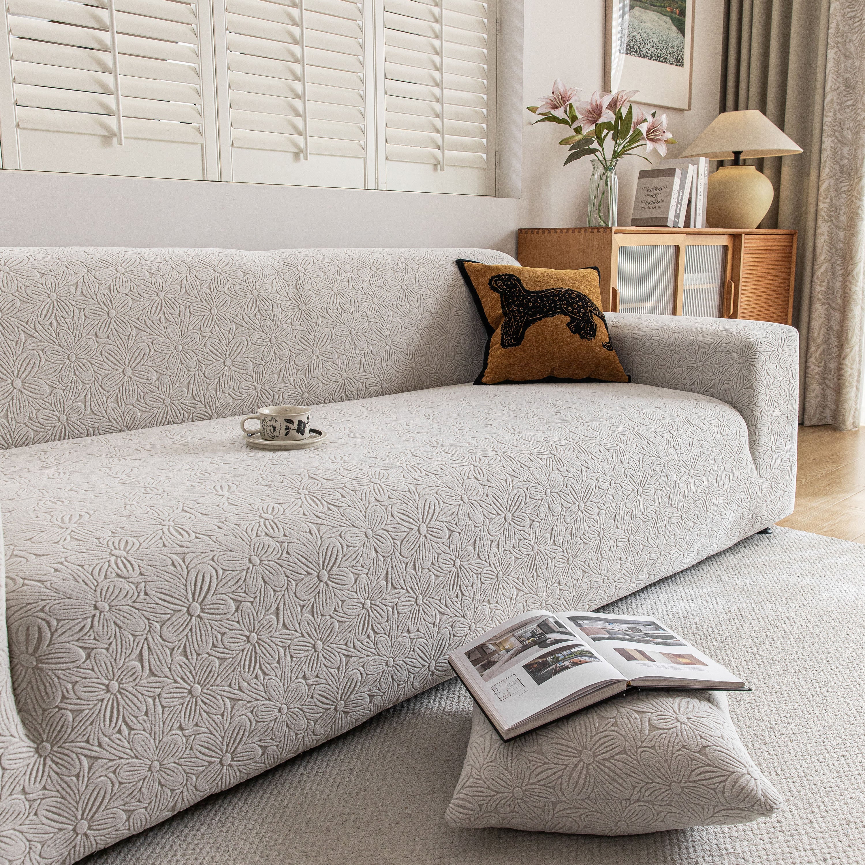 High Elastic Floral Couch Slipcover, Jacquard Stretch Non-Slip Furniture Protector - Image 117