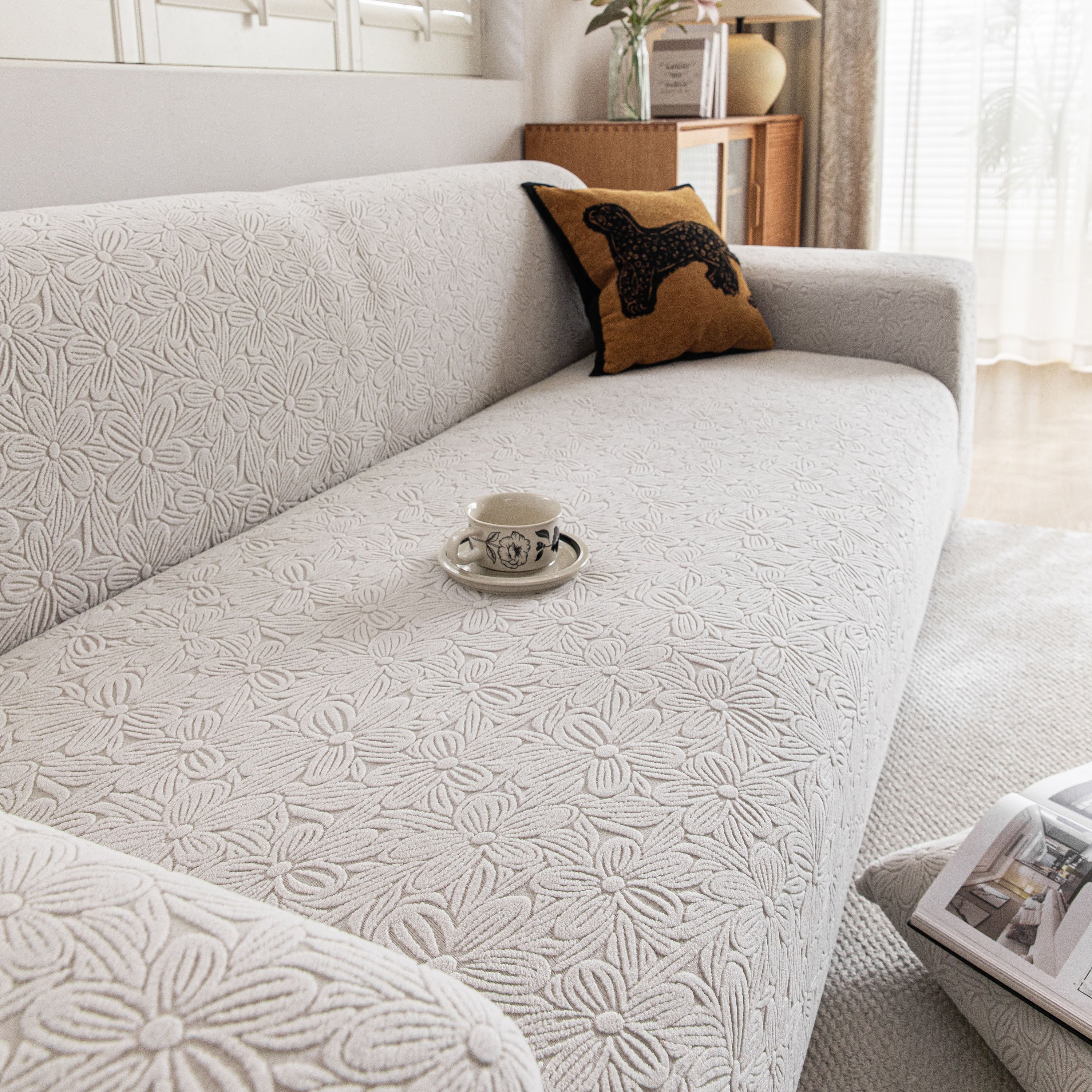 High Elastic Floral Couch Slipcover, Jacquard Stretch Non-Slip Furniture Protector - Image 119