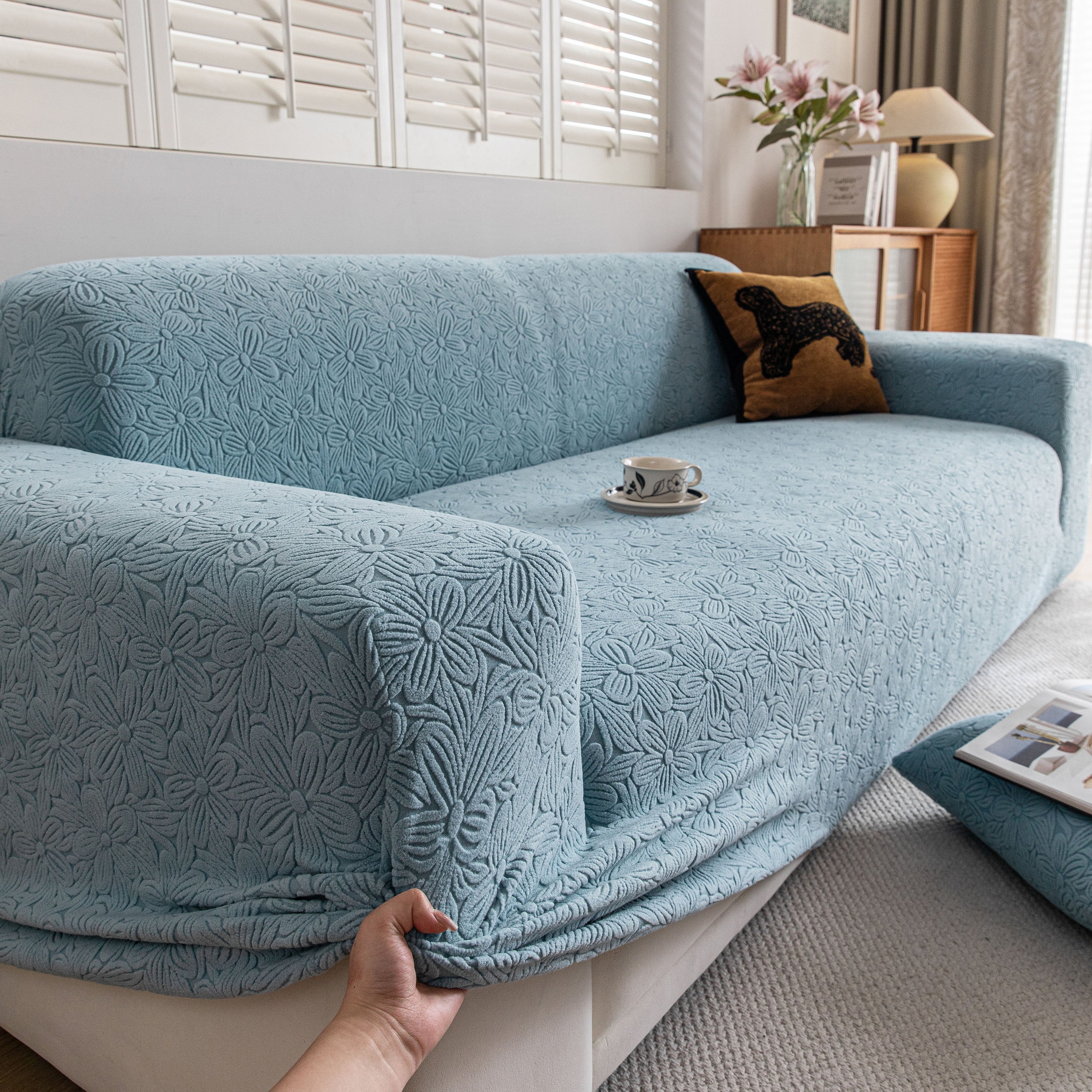 High Elastic Floral Couch Slipcover, Jacquard Stretch Non-Slip Furniture Protector - Image 13