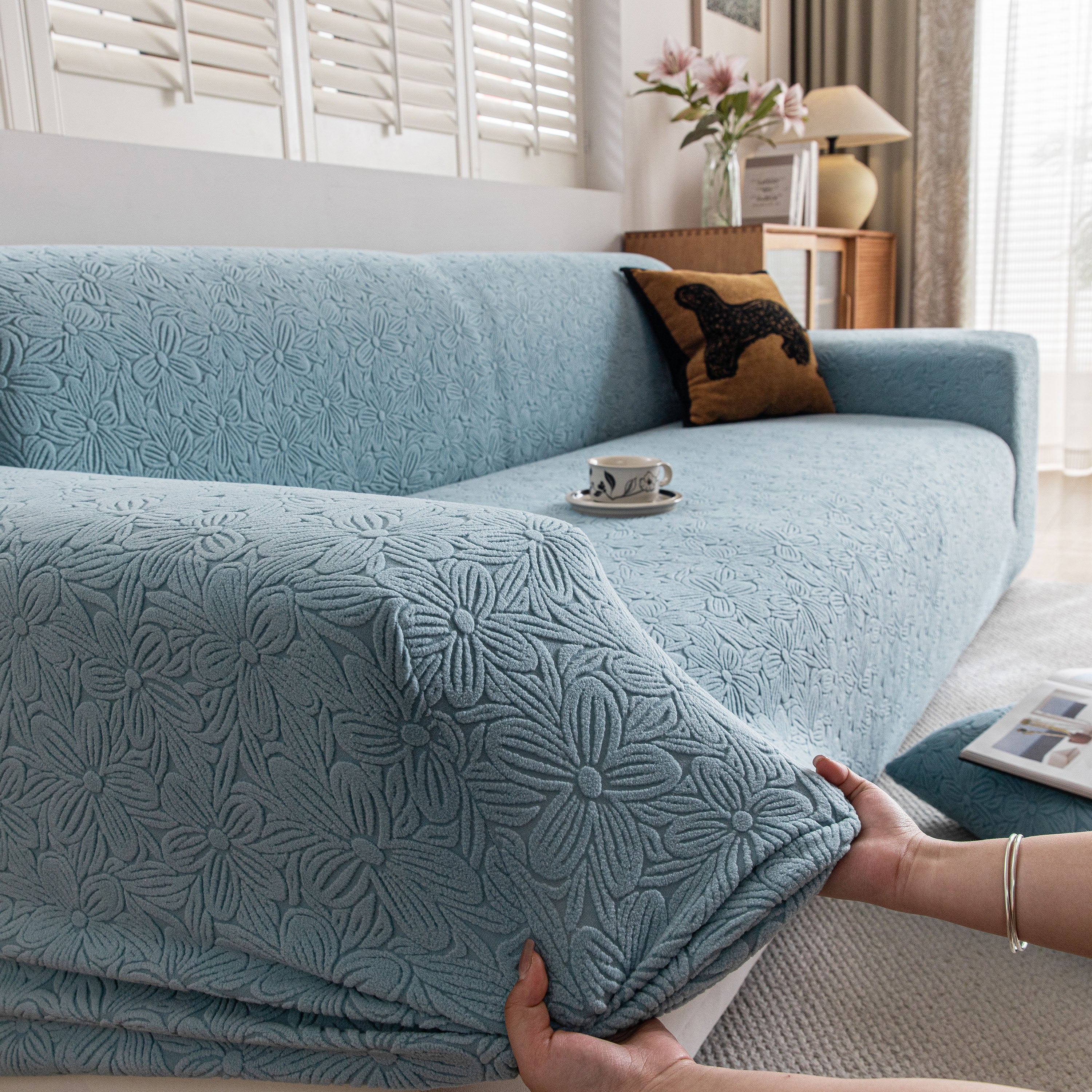 High Elastic Floral Couch Slipcover, Jacquard Stretch Non-Slip Furniture Protector - Image 14