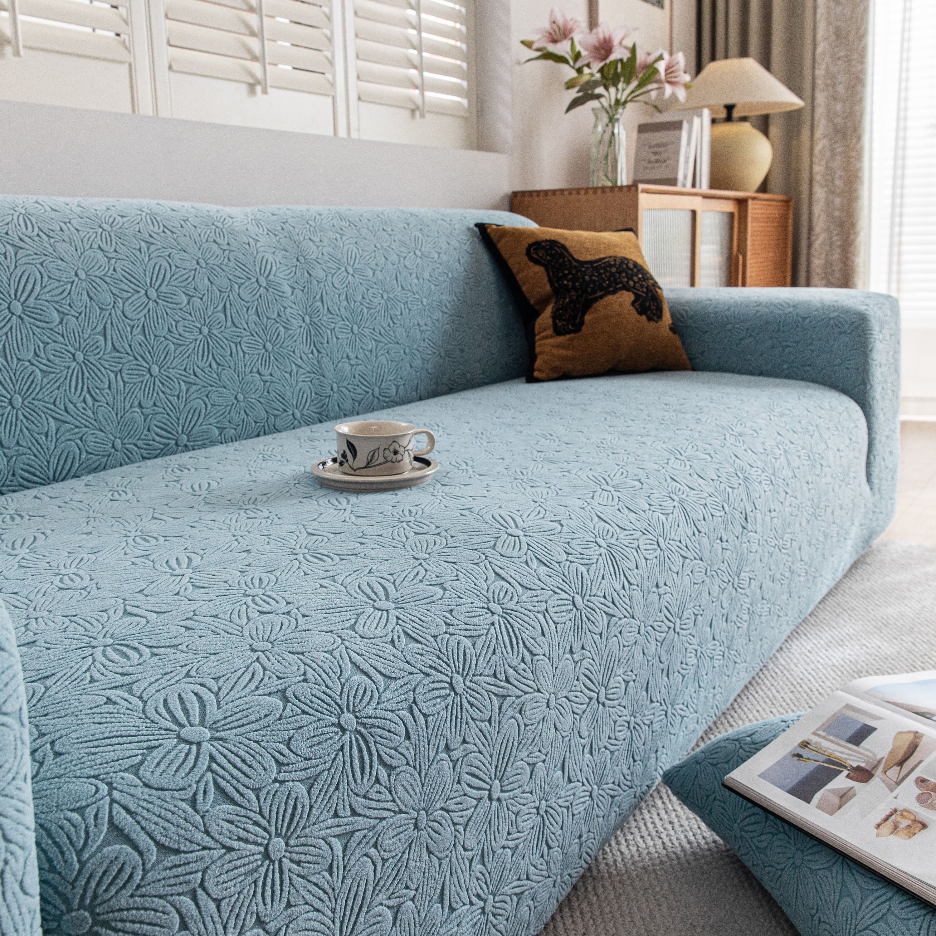 High Elastic Floral Couch Slipcover, Jacquard Stretch Non-Slip Furniture Protector - Image 15