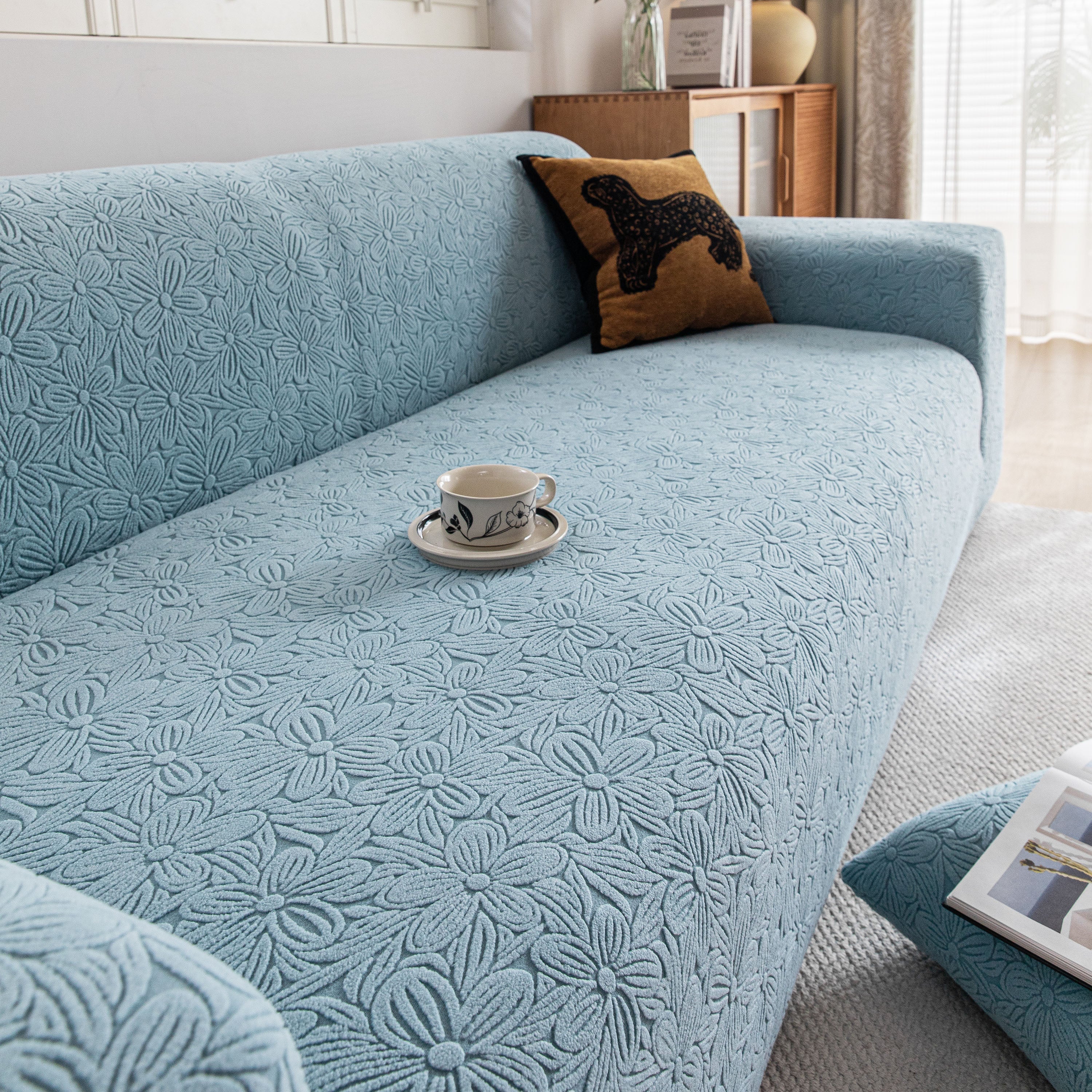 High Elastic Floral Couch Slipcover, Jacquard Stretch Non-Slip Furniture Protector - Image 16