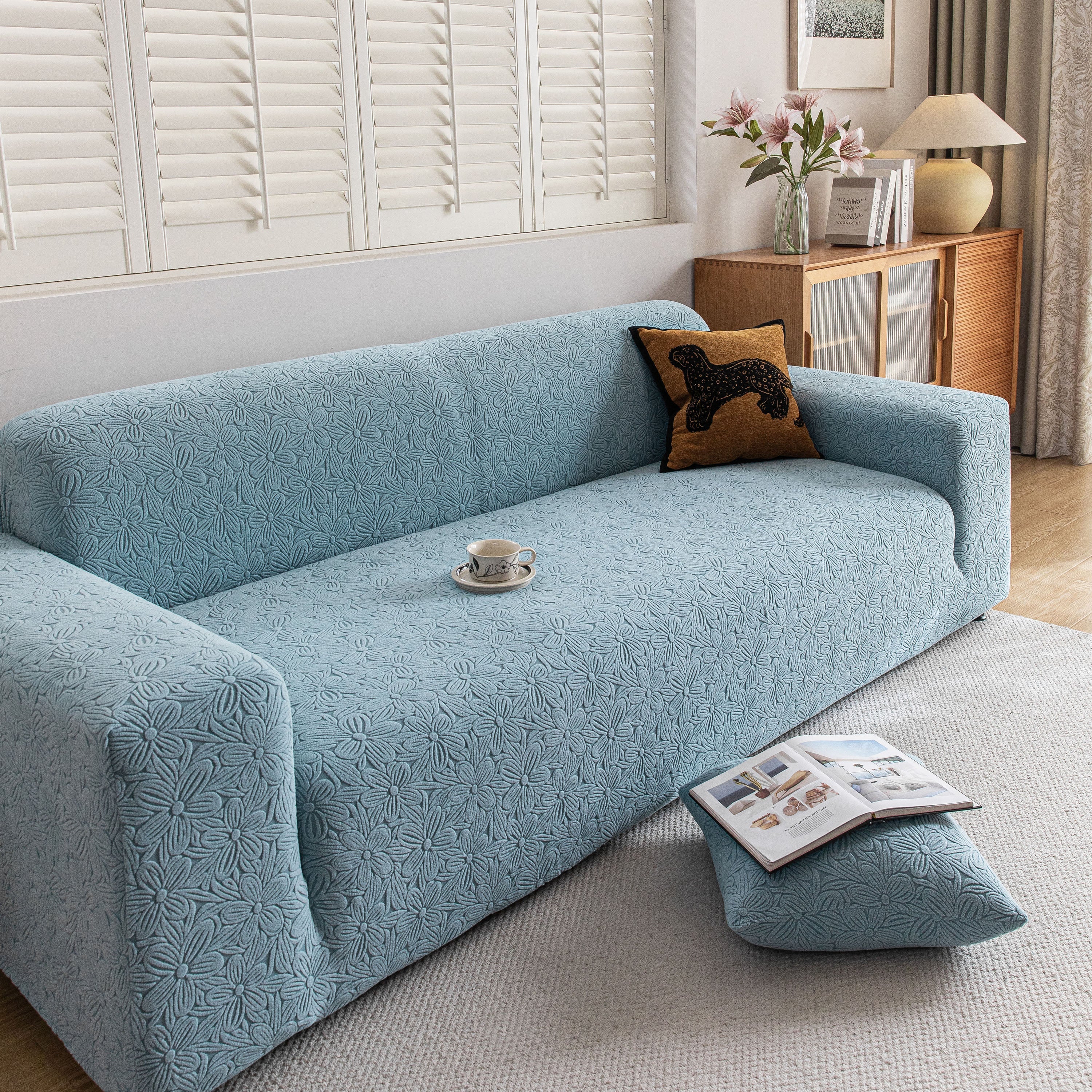 High Elastic Floral Couch Slipcover, Jacquard Stretch Non-Slip Furniture Protector - Image 17