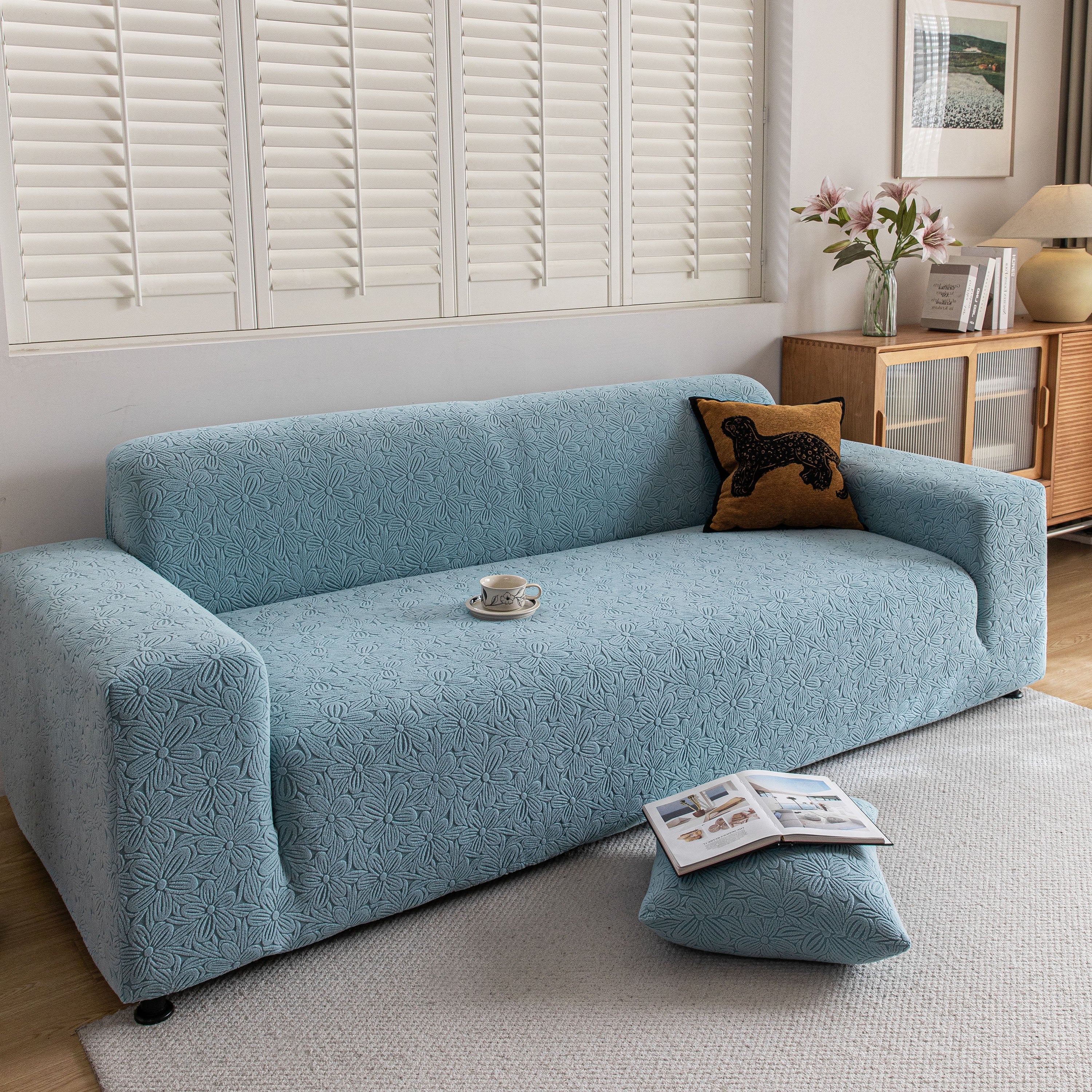 High Elastic Floral Couch Slipcover, Jacquard Stretch Non-Slip Furniture Protector - Image 18