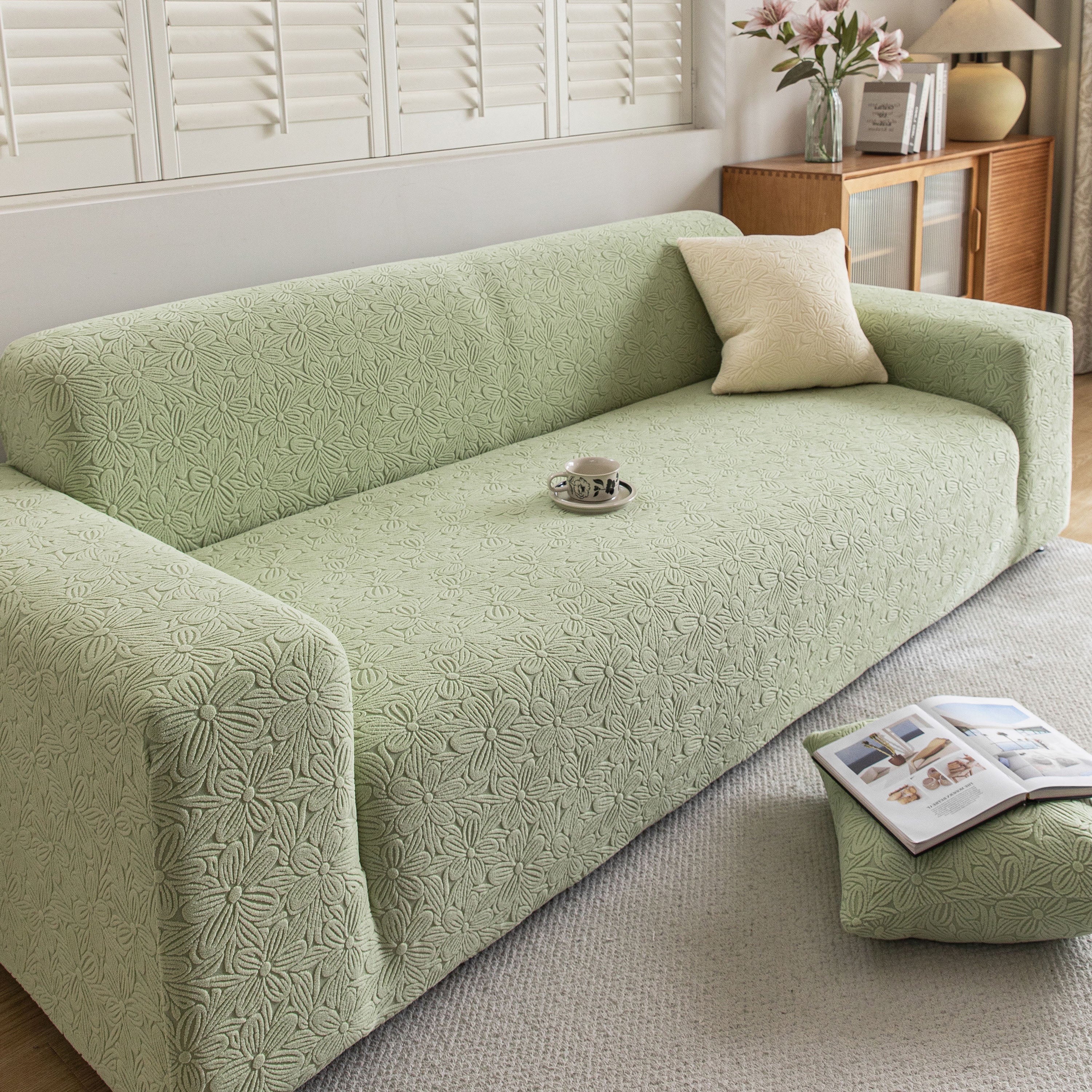 High Elastic Floral Couch Slipcover, Jacquard Stretch Non-Slip Furniture Protector - Image 20