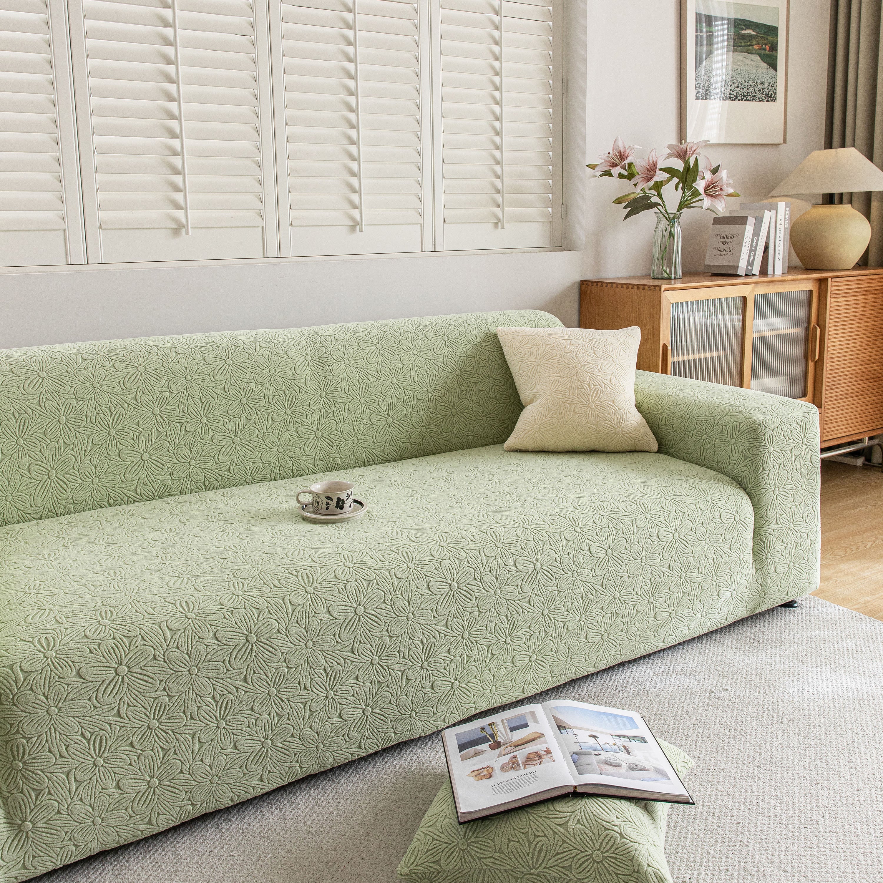 High Elastic Floral Couch Slipcover, Jacquard Stretch Non-Slip Furniture Protector - Image 22