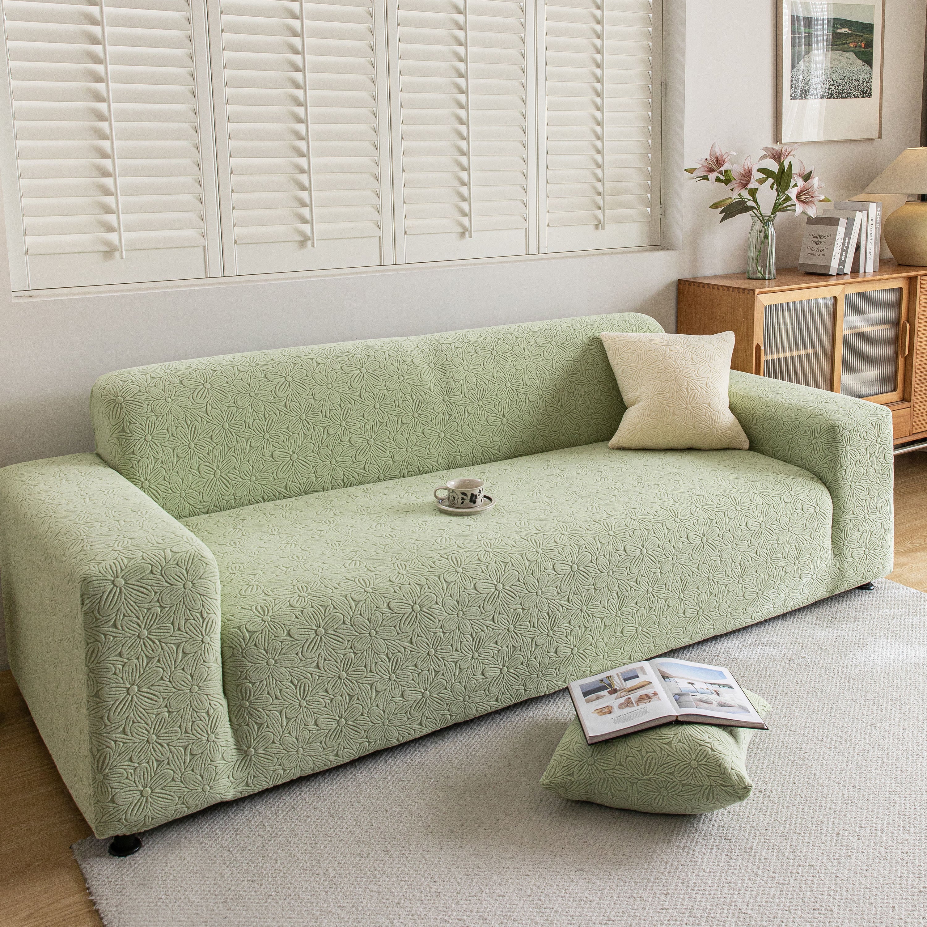 High Elastic Floral Couch Slipcover, Jacquard Stretch Non-Slip Furniture Protector - Image 23