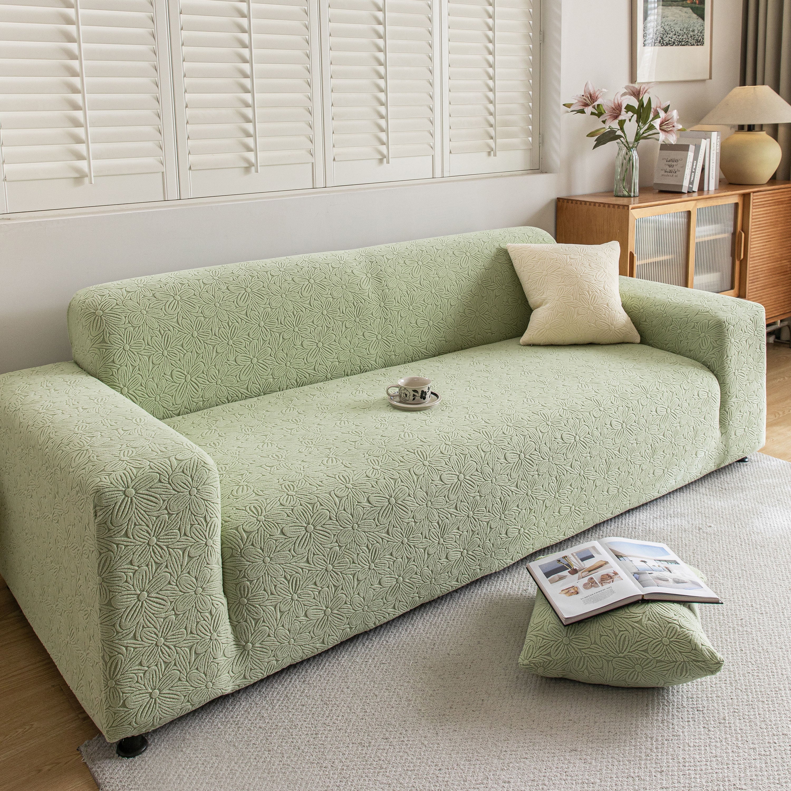 High Elastic Floral Couch Slipcover, Jacquard Stretch Non-Slip Furniture Protector - Image 24