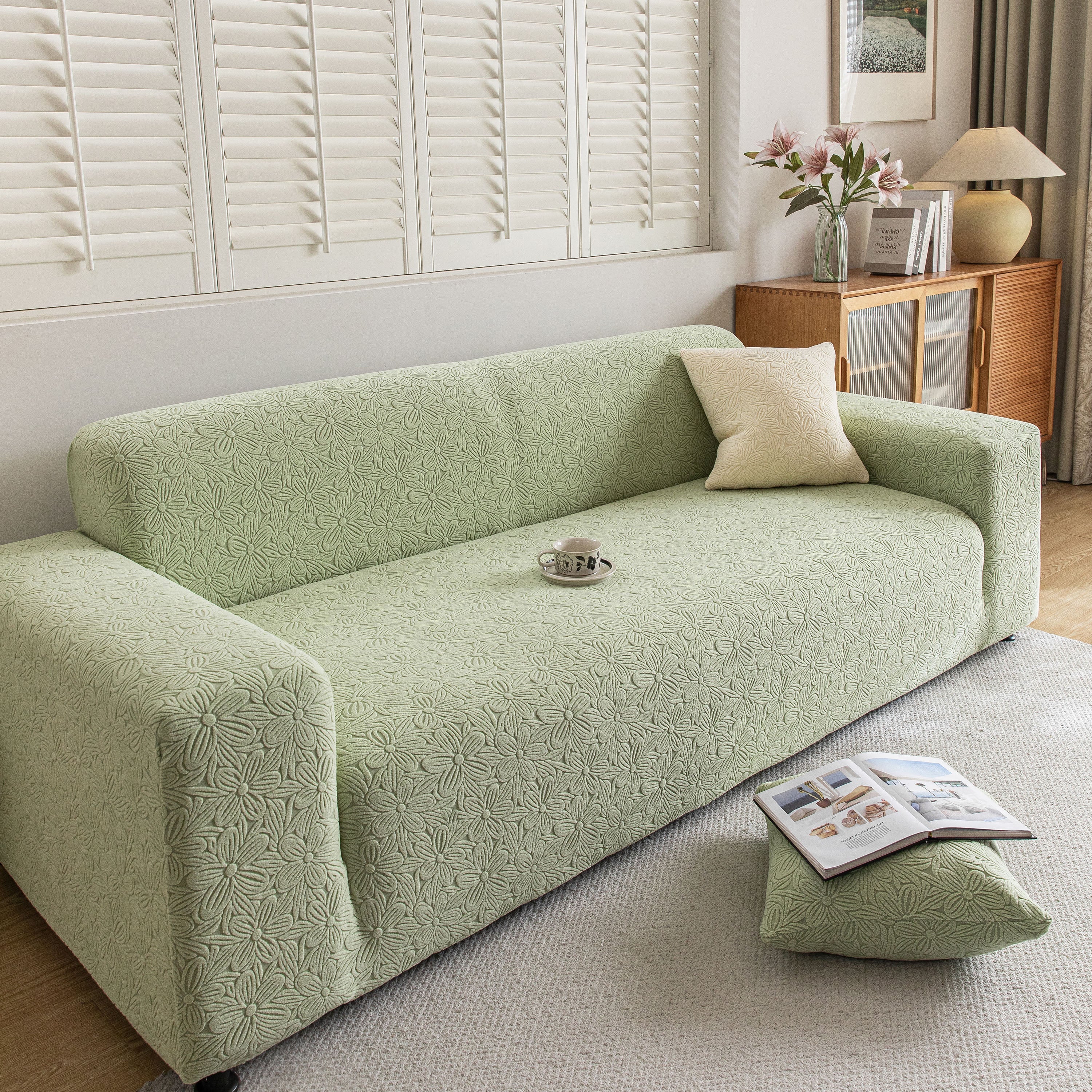 High Elastic Floral Couch Slipcover, Jacquard Stretch Non-Slip Furniture Protector - Image 25