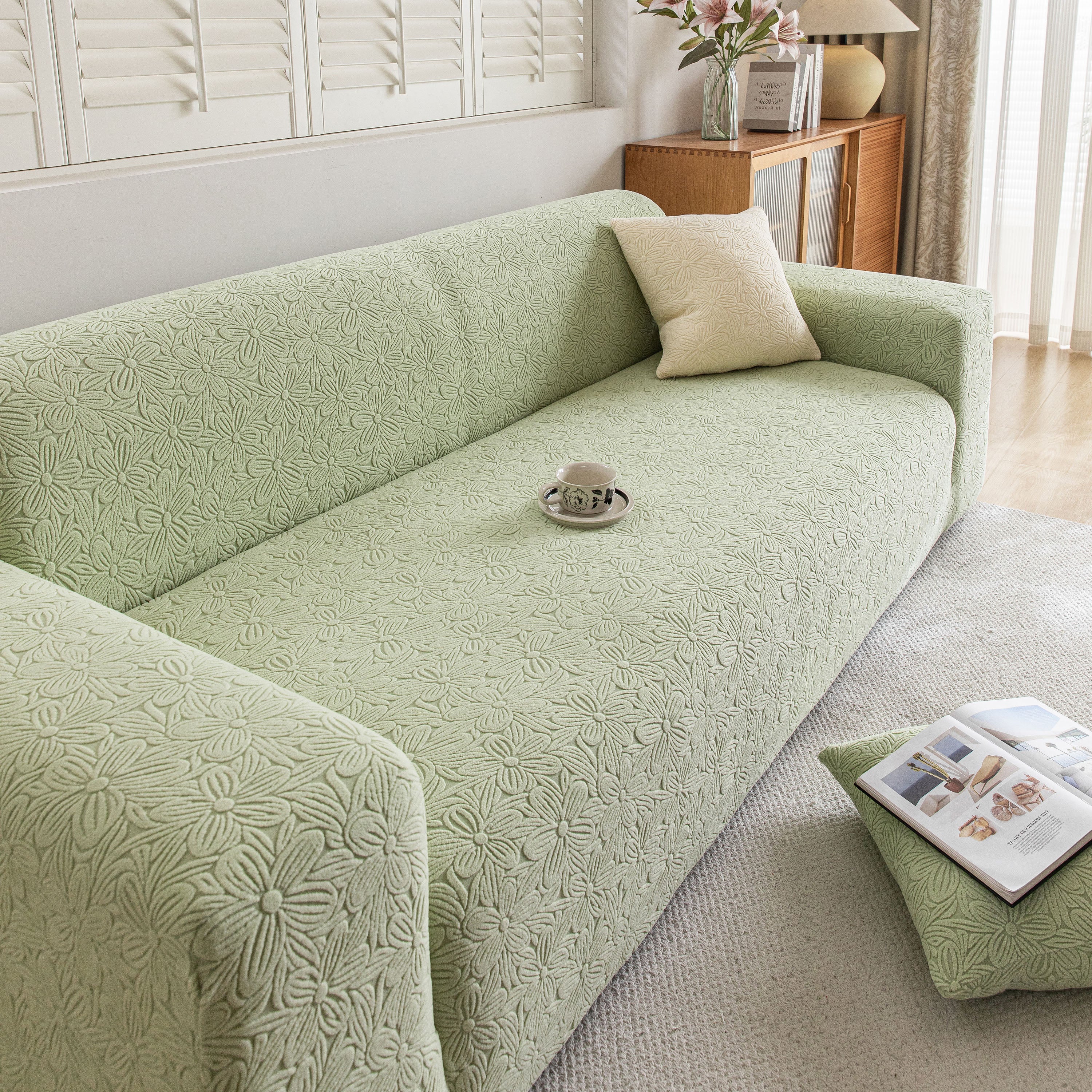 High Elastic Floral Couch Slipcover, Jacquard Stretch Non-Slip Furniture Protector - Image 26