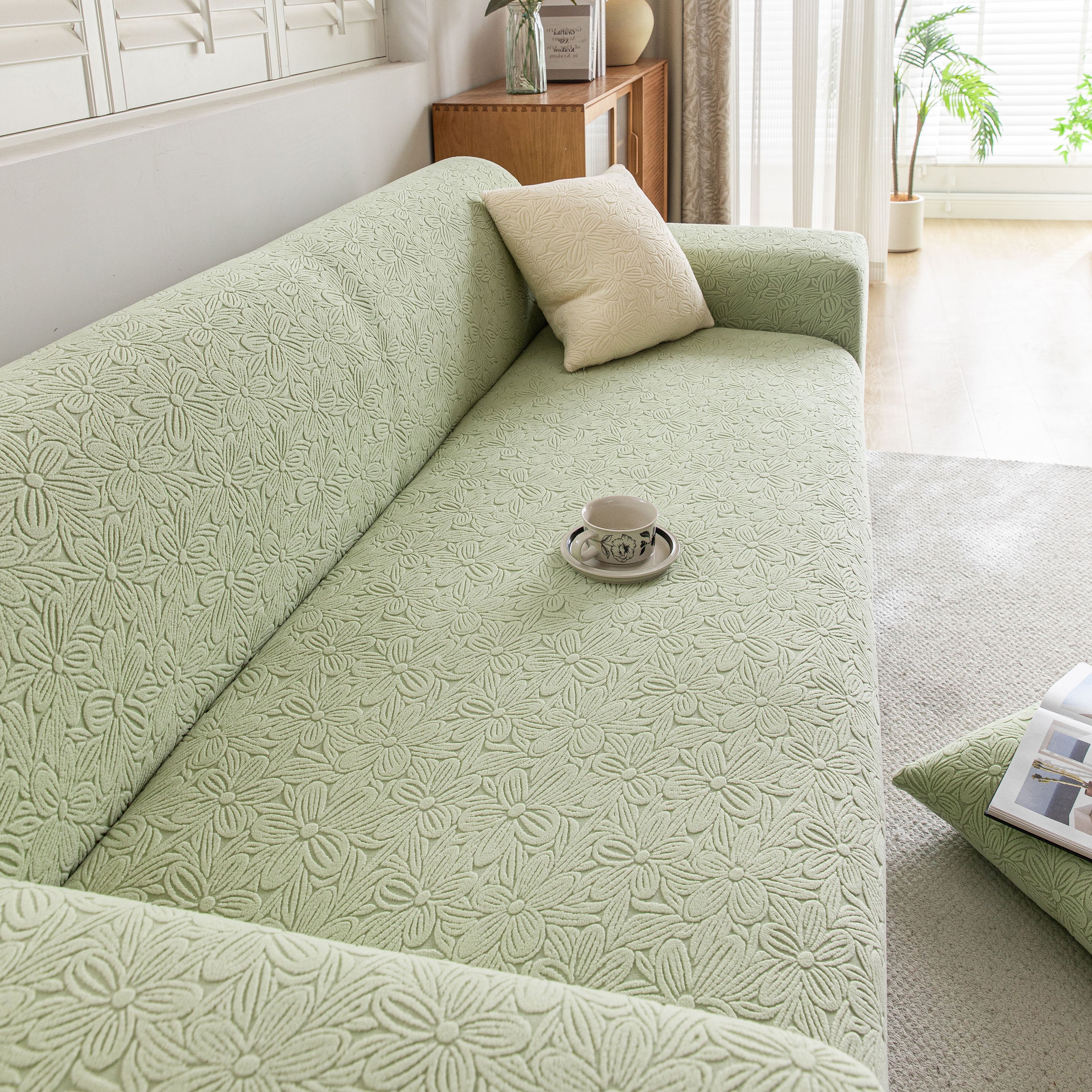 High Elastic Floral Couch Slipcover, Jacquard Stretch Non-Slip Furniture Protector - Image 27